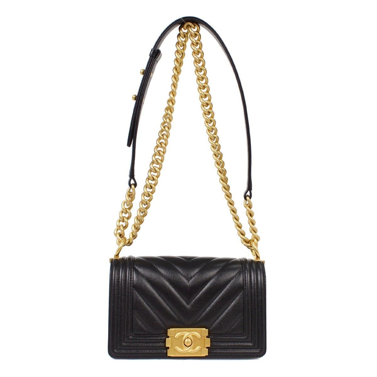 Chanel Chevron Caviar Boy Flap Bag Black
