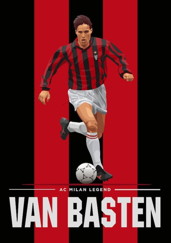 Vintage 80’s Milan Van Basten #9 vintage soccer jersey Size US L / EU 52-54 / 3 - 12 Thumbnail