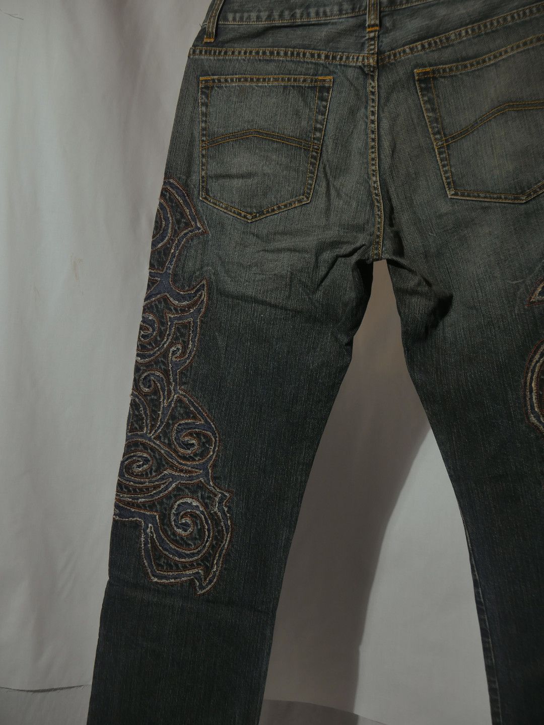 Giorgio Armani A/X 1990s Tribal Patch Denim Pants Size US 34 / EU 50 - 9 Thumbnail