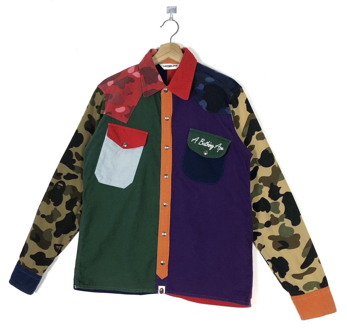 Bape RARE🔥MIX CRAZY CAMO COLORBLOCKS BUTTON UPS SHIRT JACKET Size US M / EU 48-50 / 2 - 4 Thumbnail