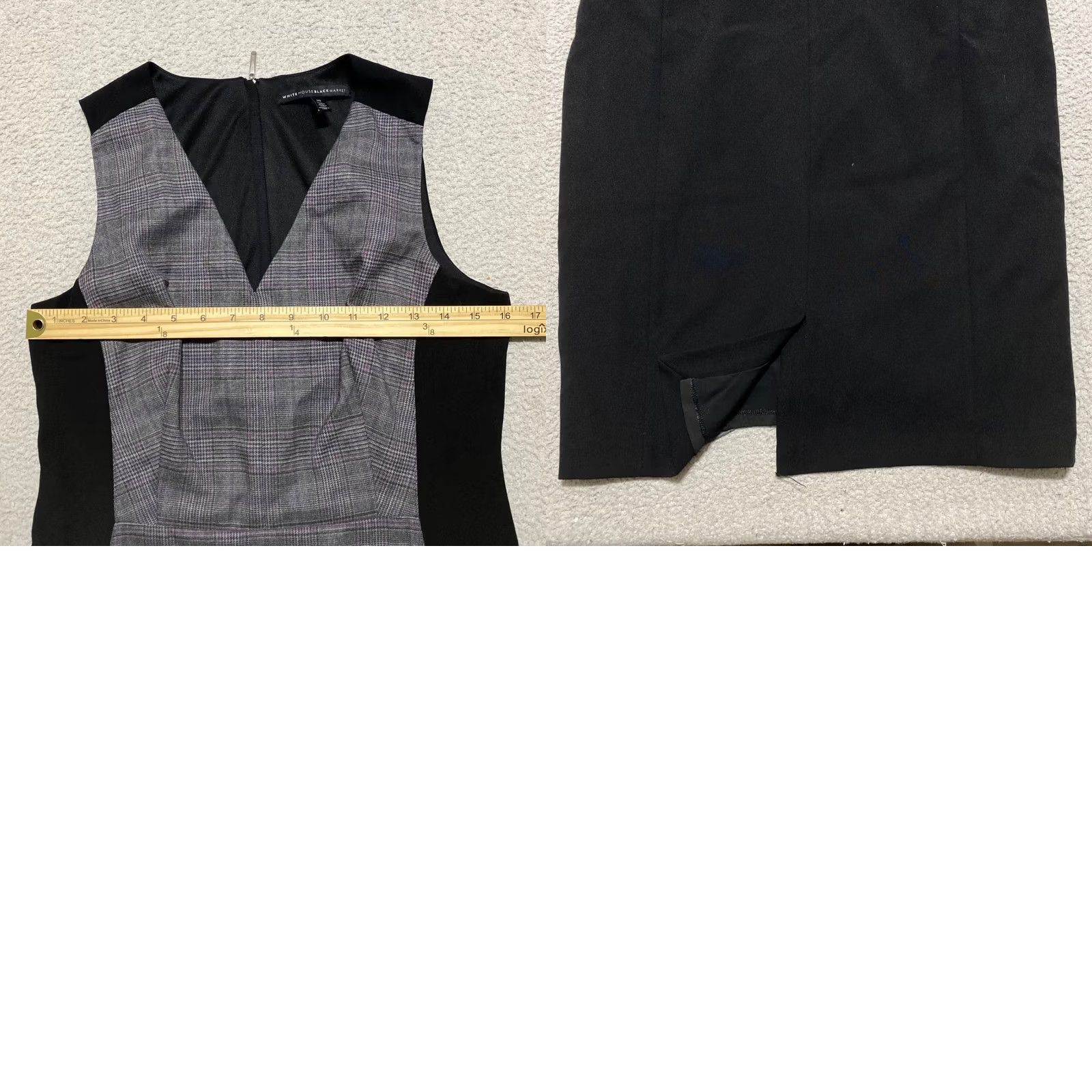 White House Black Market White House Black Market Womens Dress Gray Plaid Sheath V-Neck Sleeveless Size 10 Size L / US 10 / IT 46 - 8 Thumbnail