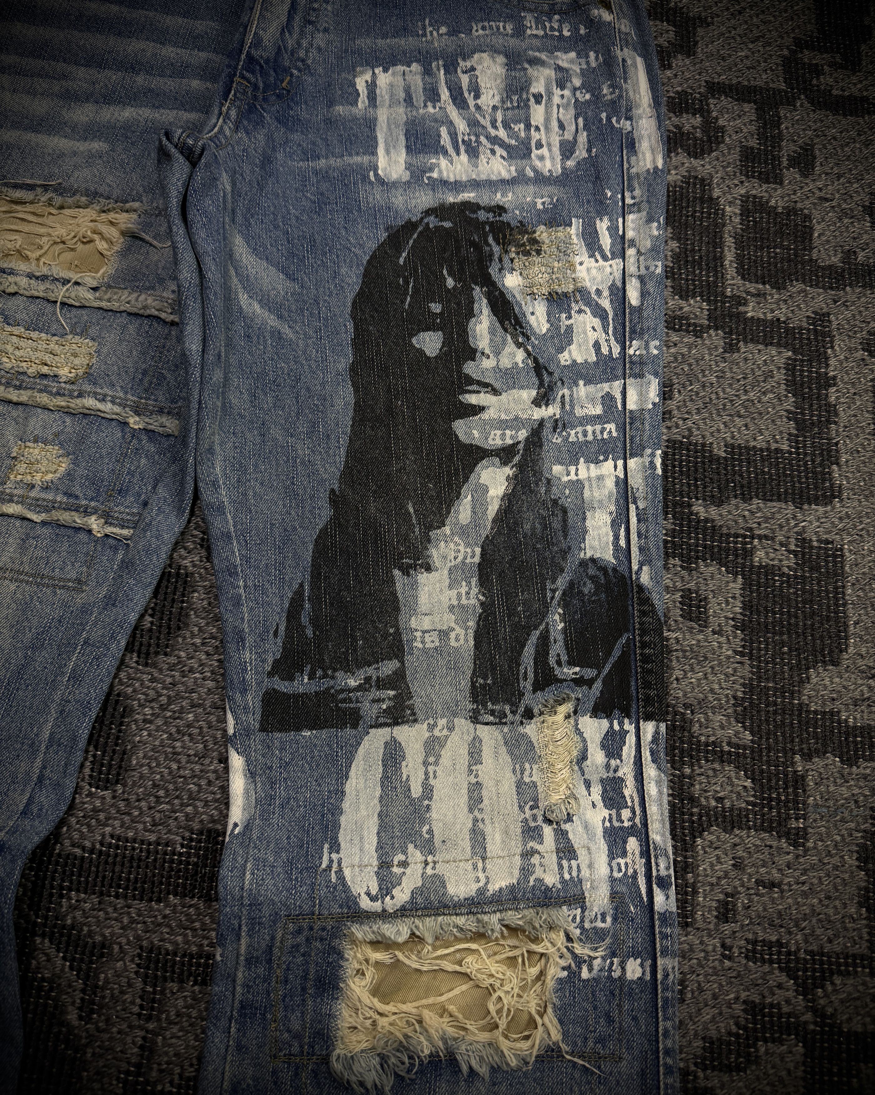 In The Attic In The Attic Distressed Graphic Bootcut Jeans Size US 34 / EU 50 - 4 Thumbnail