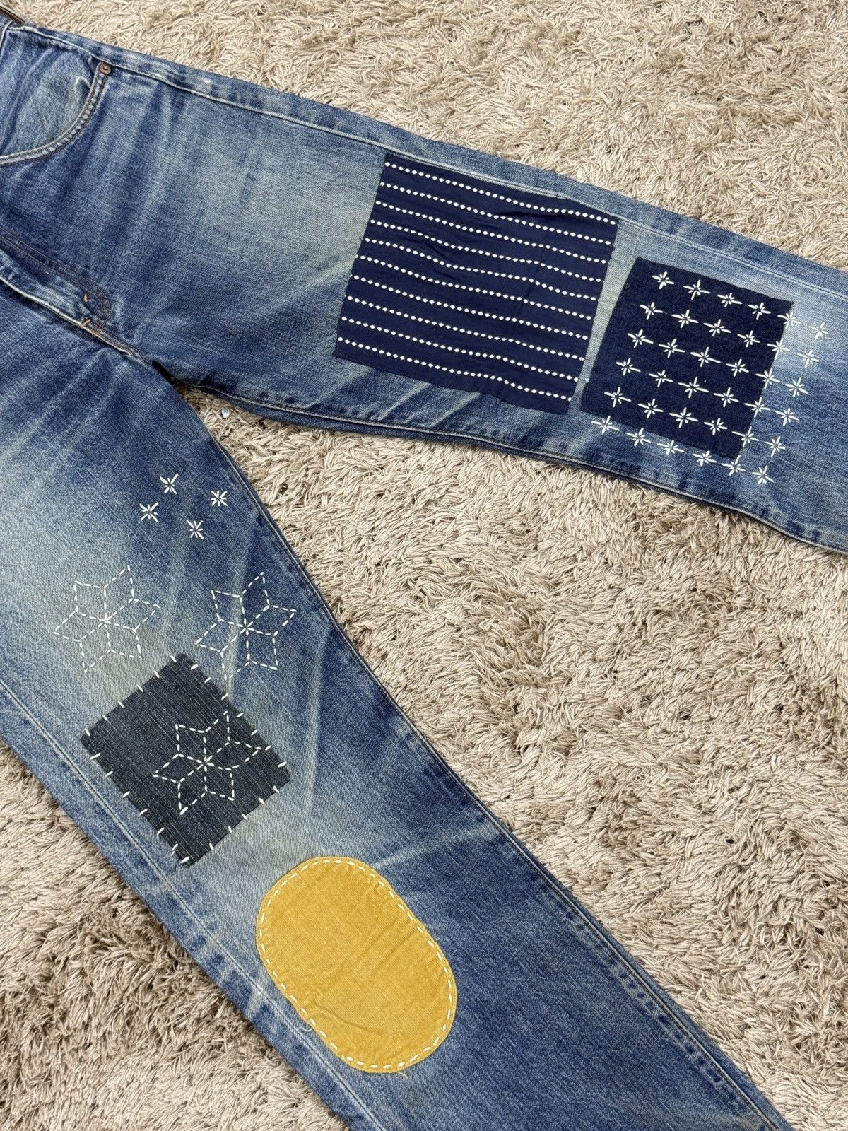 Levi's 1 of 1 Vintage Levis 502xx Selvedge Custom Sashiko Boro Size US 31 - 2 Thumbnail