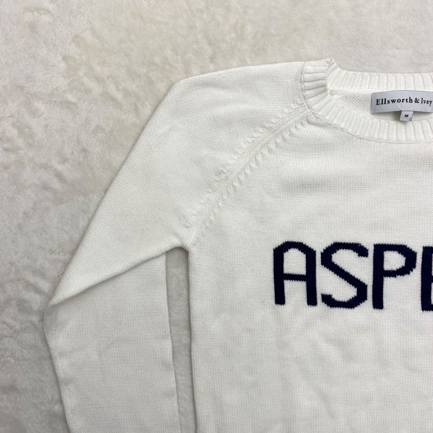 Vintage Ellsworth & Ivey Sweater Womens Medium White Aspen Ski Graphic Pullover Knit Crew Neck Raglan Sleeve Logo Winter Casual zip? Size M / US 6-8 / IT 42-44 - 6 Thumbnail
