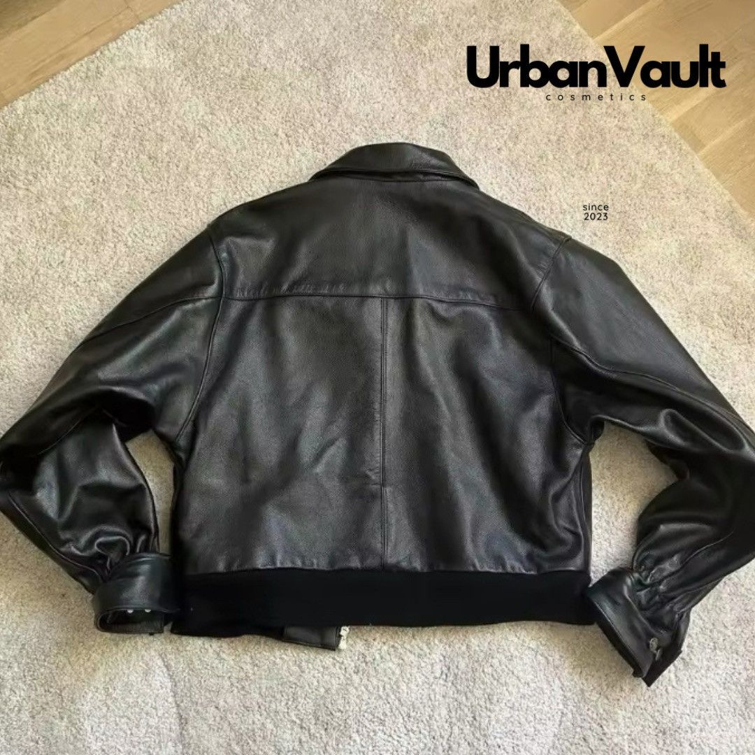 Vintage Letter Embroidered Leather Jacket Y2K Size US L / EU 52-54 / 3 - 2 Thumbnail