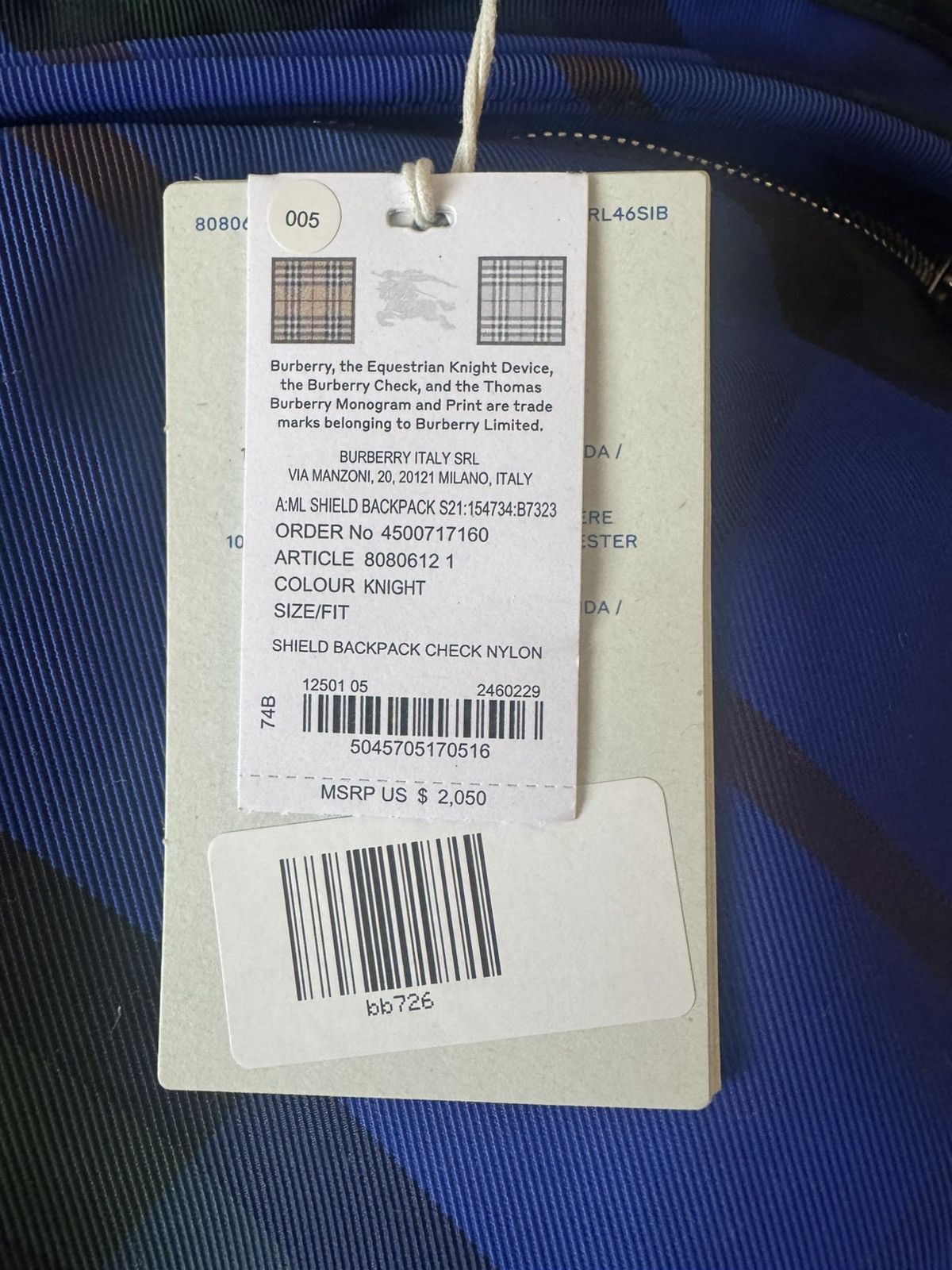Burberry Burberry Shield Vintage Knight Large Check Print Backpack Size ONE SIZE - 7 Thumbnail
