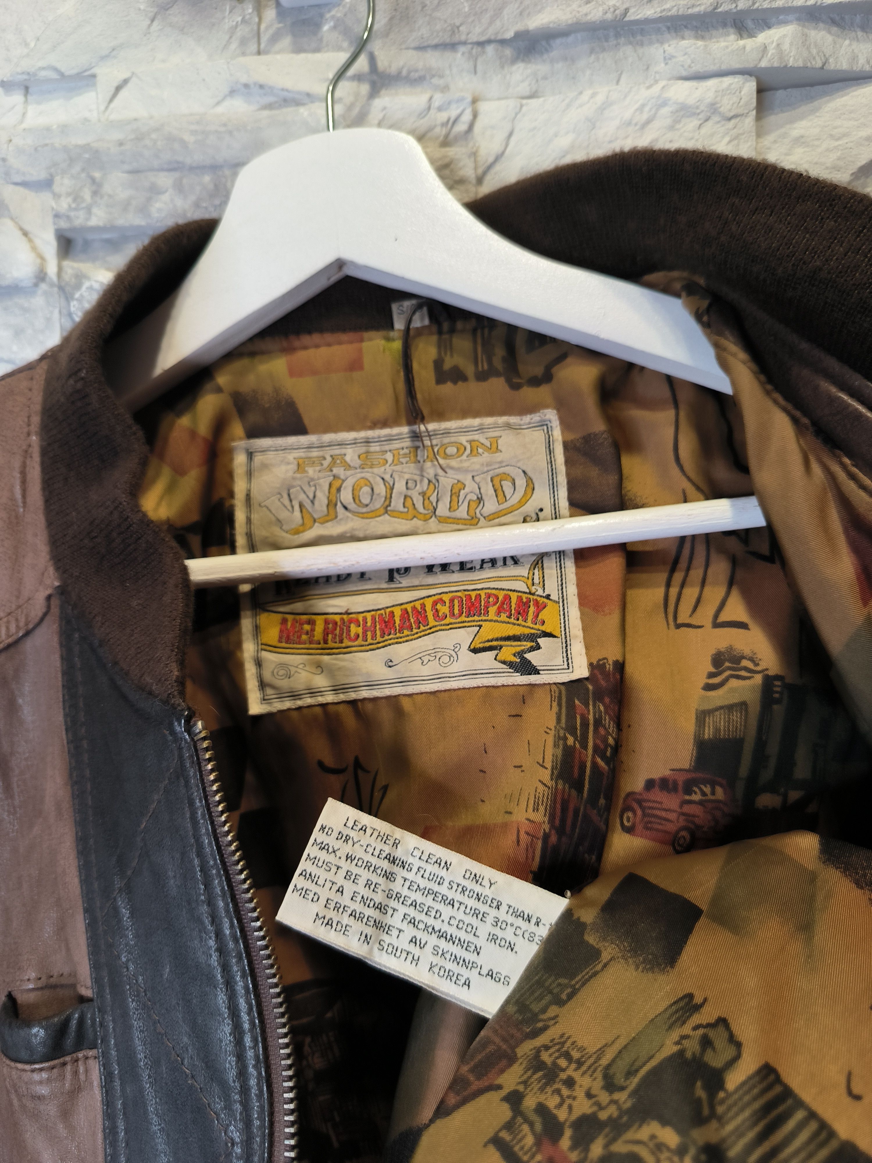 Other Vintage Leather Bomber Jacket Brown Mel Richman Size US S / EU 44-46 / 1 - 6 Thumbnail