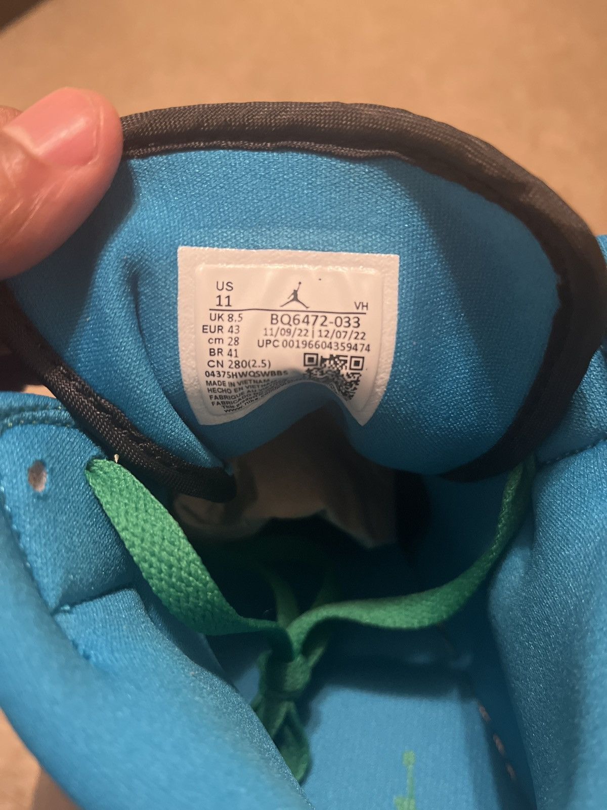 Nike lucky green jordan 1 Size US 11 / IT 41 - 3 Thumbnail