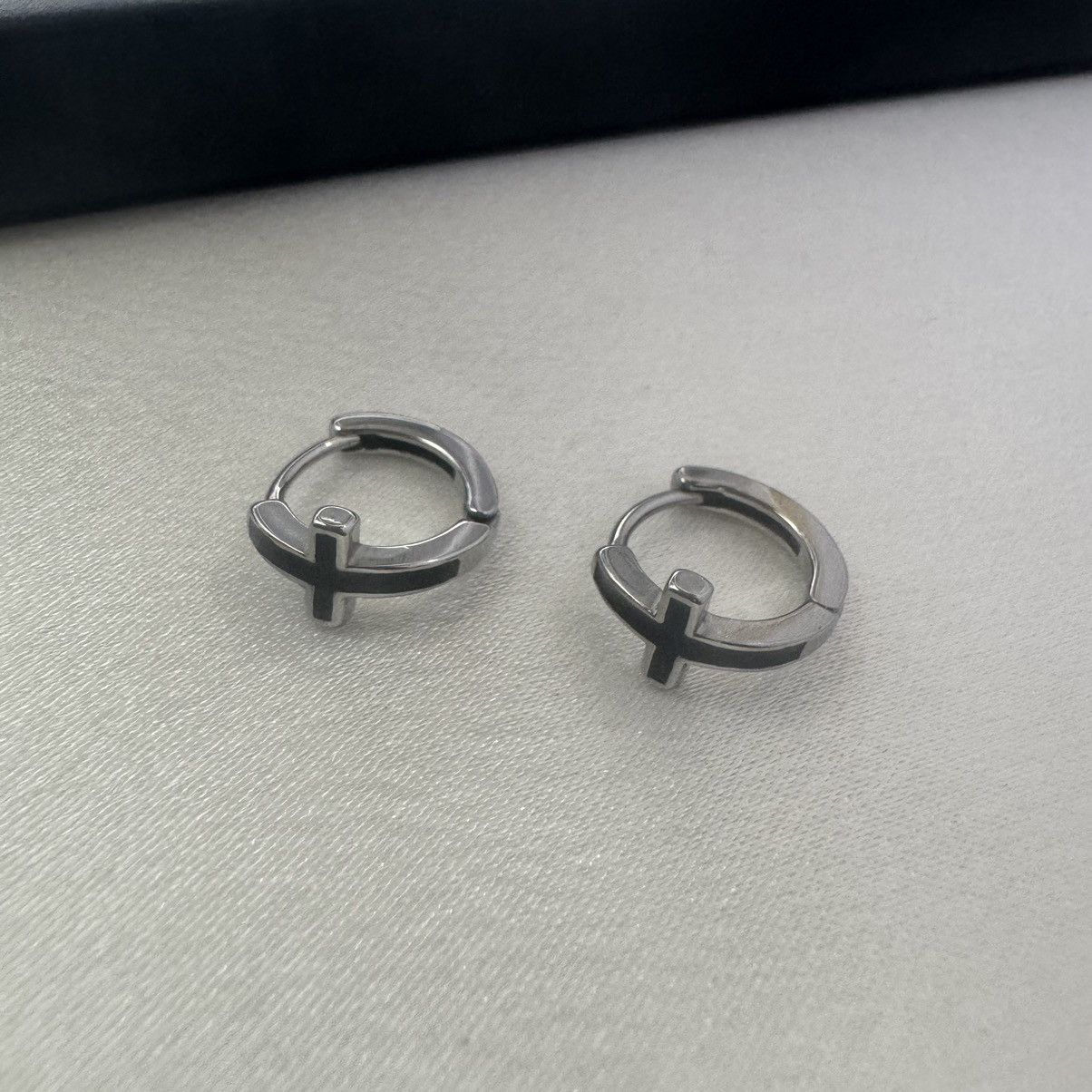 Other Cross Hoop Earrings for Men Women Punk Hip Hop Unisex Style Size ONE SIZE - 1 Thumbnail