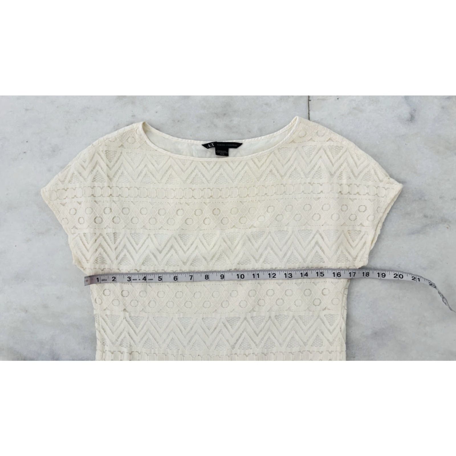 VINTAGE Armani Exchange Mini Dress Ivory Silk Lace Cap Sleeve Womens 0 Boho  Elegant