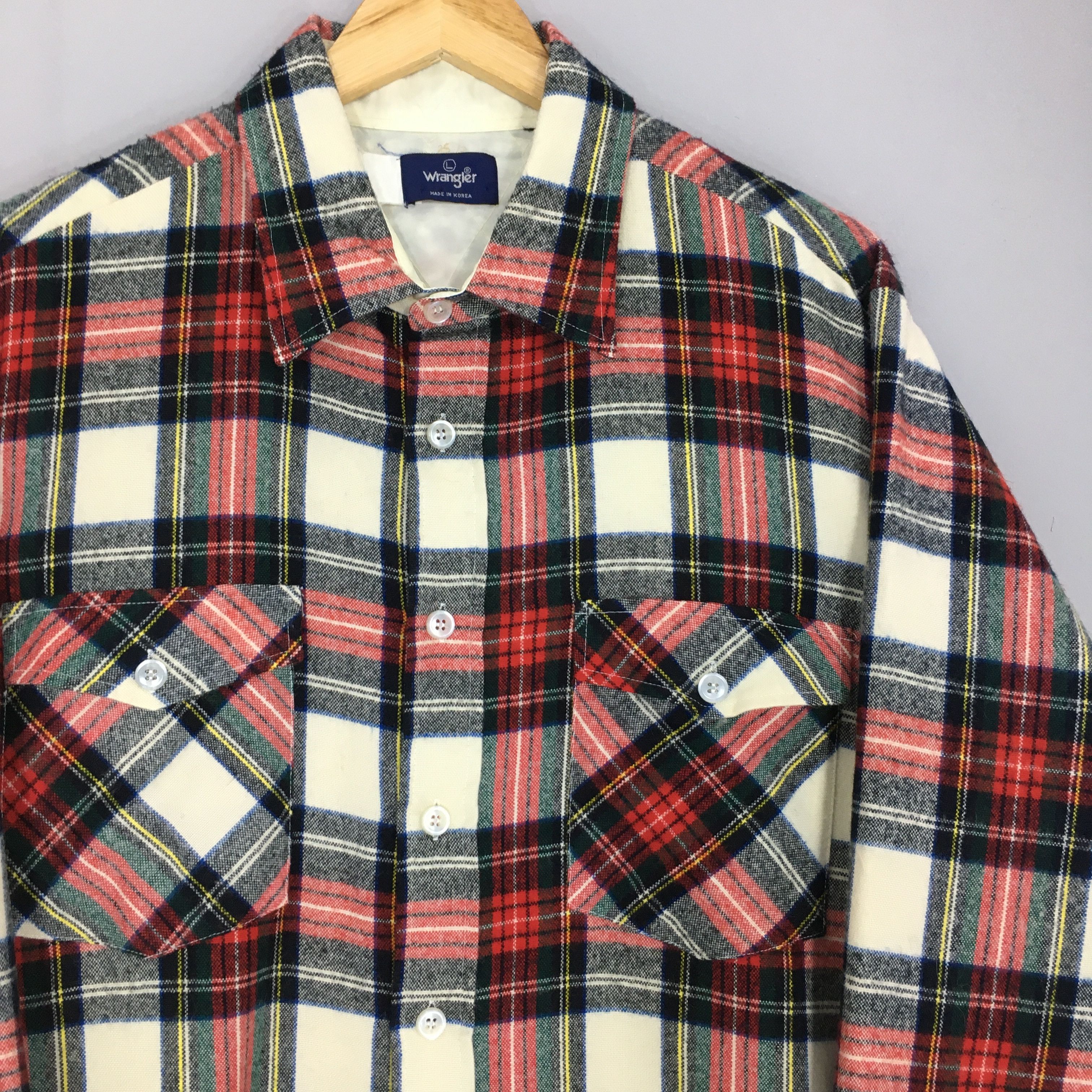 Flannel × Japanese Brand × Wrangler Vintage 90s Wrangler Workers Checkered Flannel Shirt Large Size US L / EU 52-54 / 3 - 2 Thumbnail