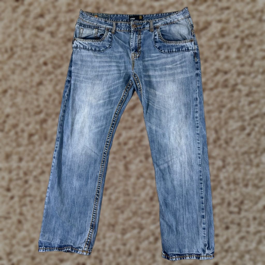 Denime Smog Jeans Men 38 Blue Denim Straight Distressed 38x32 Cotton Vintage No Size US 38 / EU 54 - 1 Thumbnail
