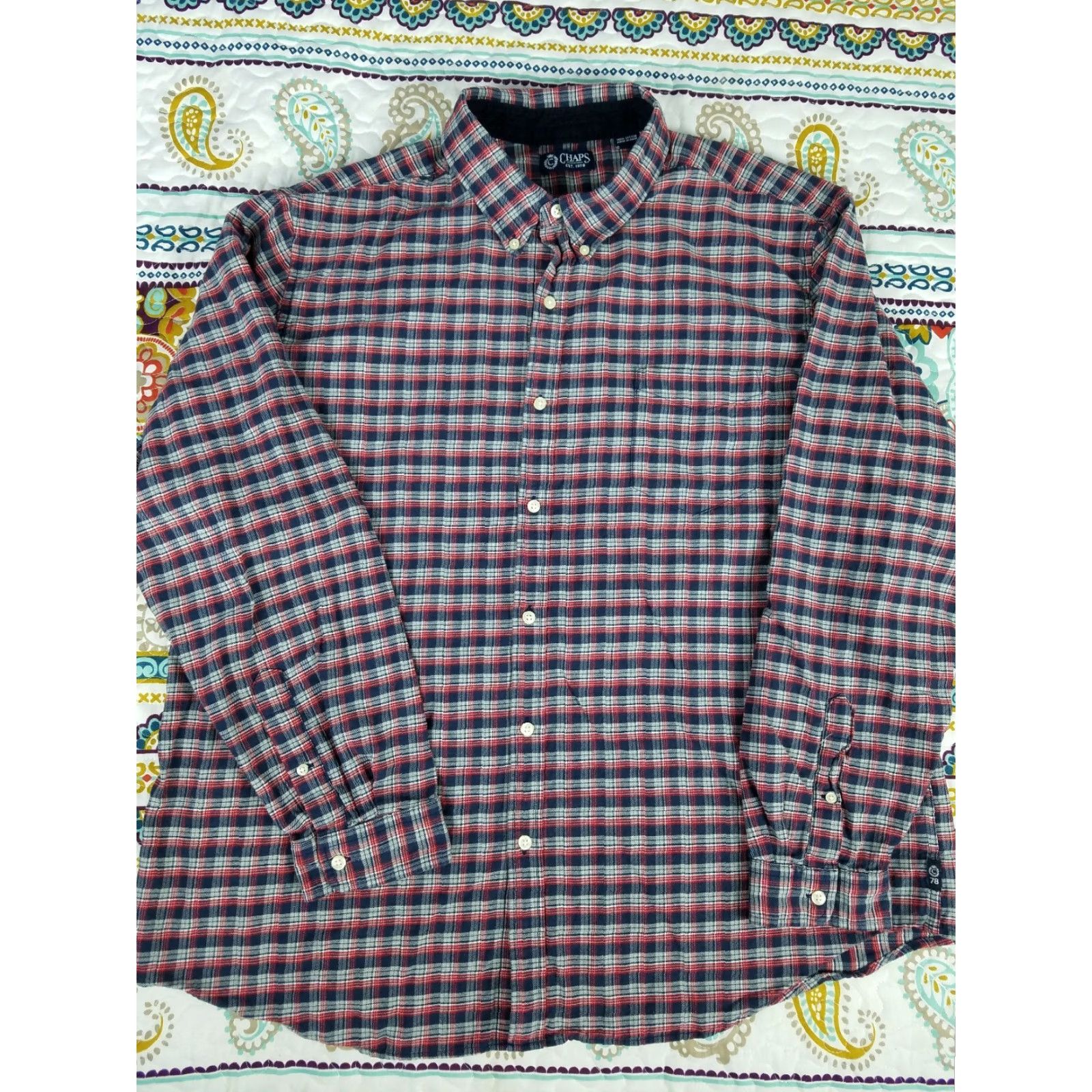 Chaps VINTAGE Chaps Ralph Lauren Polo Shirt Long Sleeve Button Up 2XL Red Checkered Mens Size US XXL / EU 58 / 5 - 2 Thumbnail