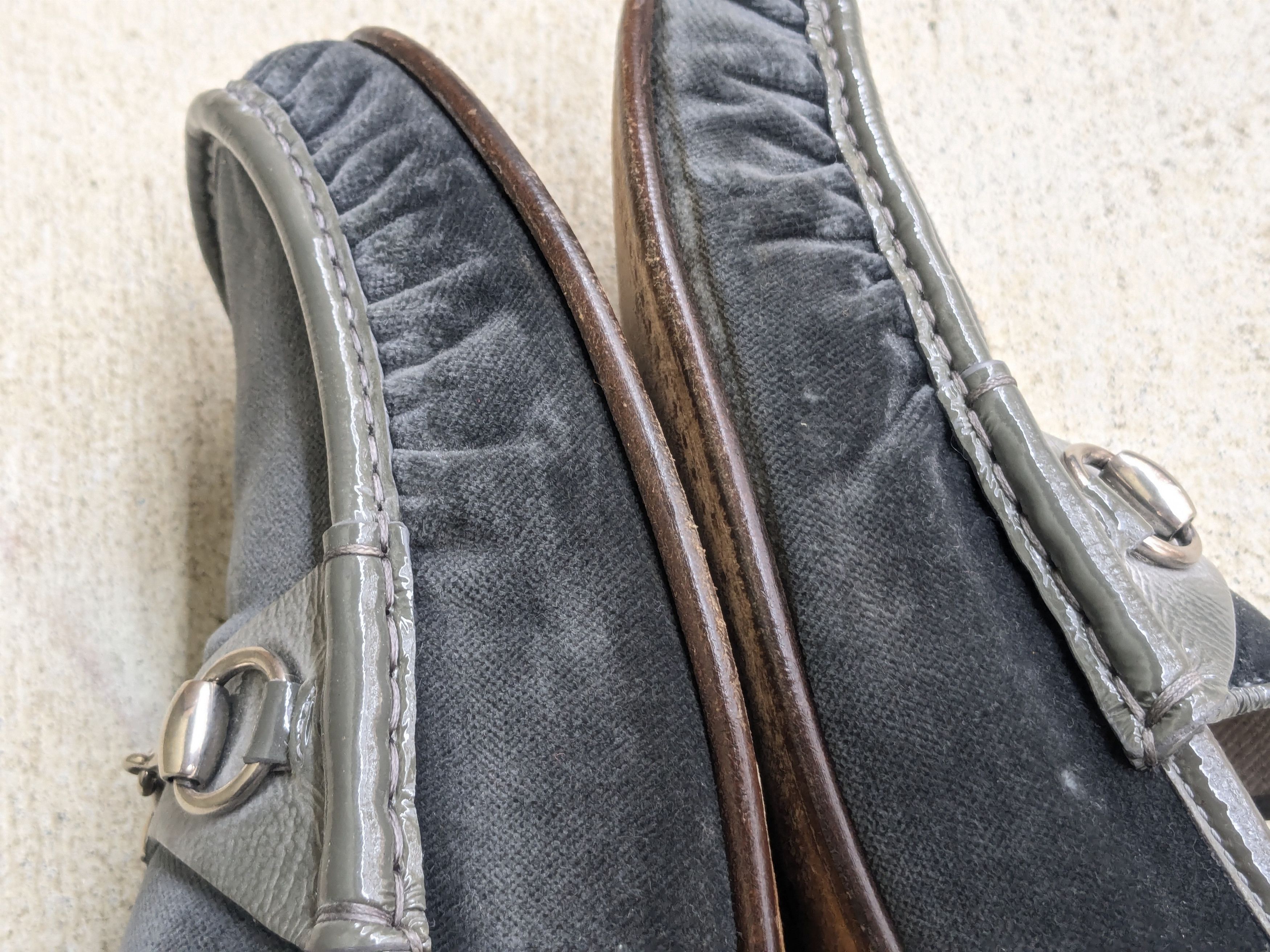 Gucci Gucci Horsebit Loafers Gray Velvet Patent Leather 9.5 Size US 9.5 / EU 42-43 - 9 Thumbnail