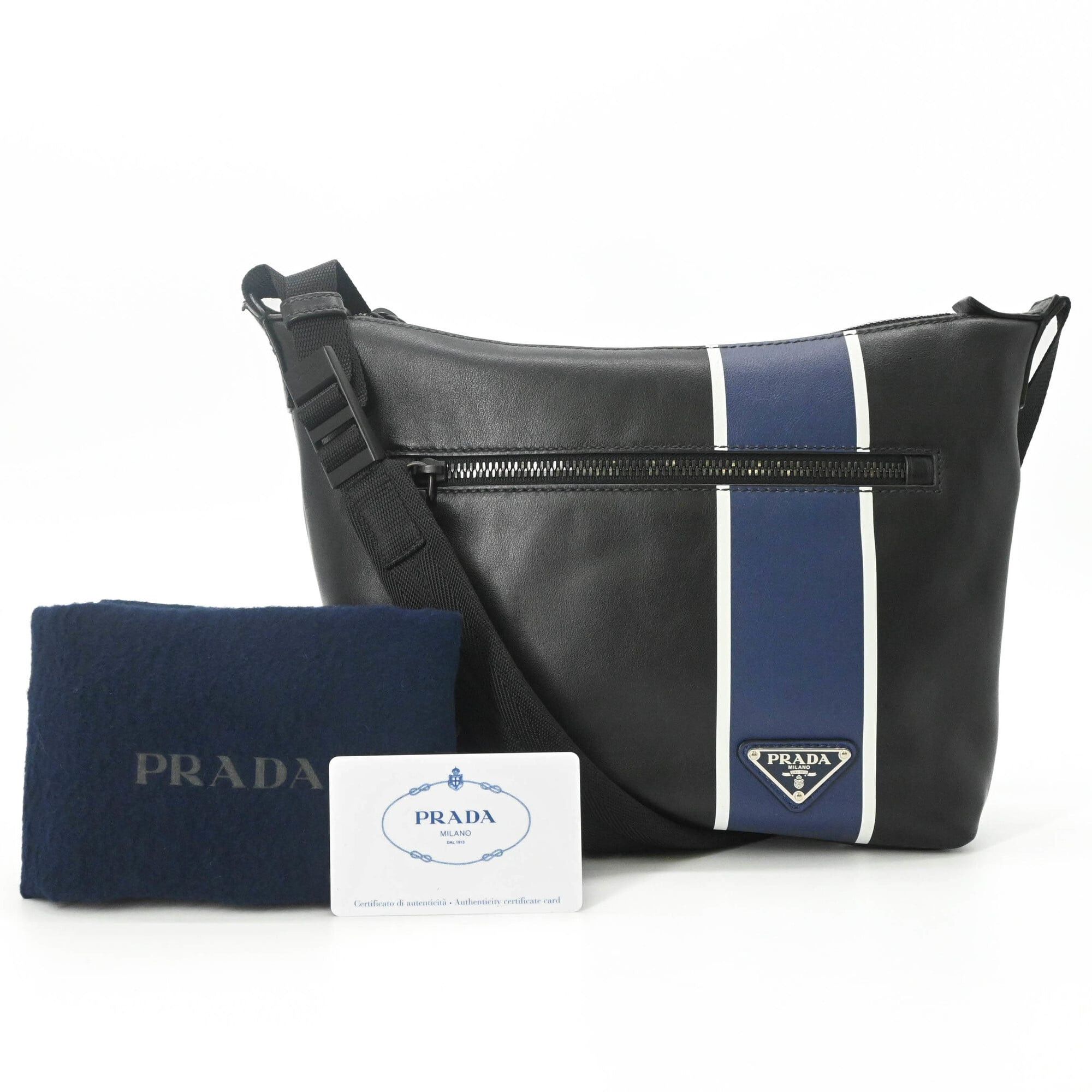 Prada Prada Shoulder Bag Leather Triangle Black Blue 2VH078 Size ONE SIZE - 1 Thumbnail