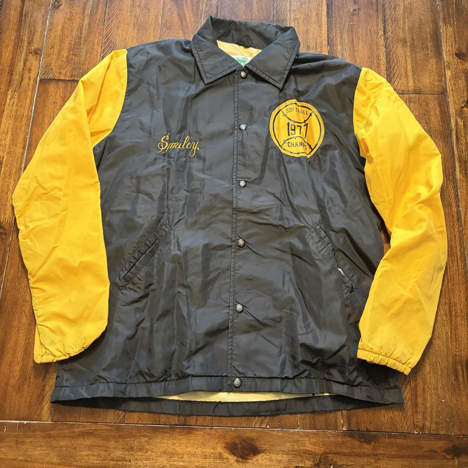 Vintage Vintage Maple Jacket Mens Medium Yellow Softball 1977 Champs Size US M / EU 48-50 / 2 - 2 Thumbnail