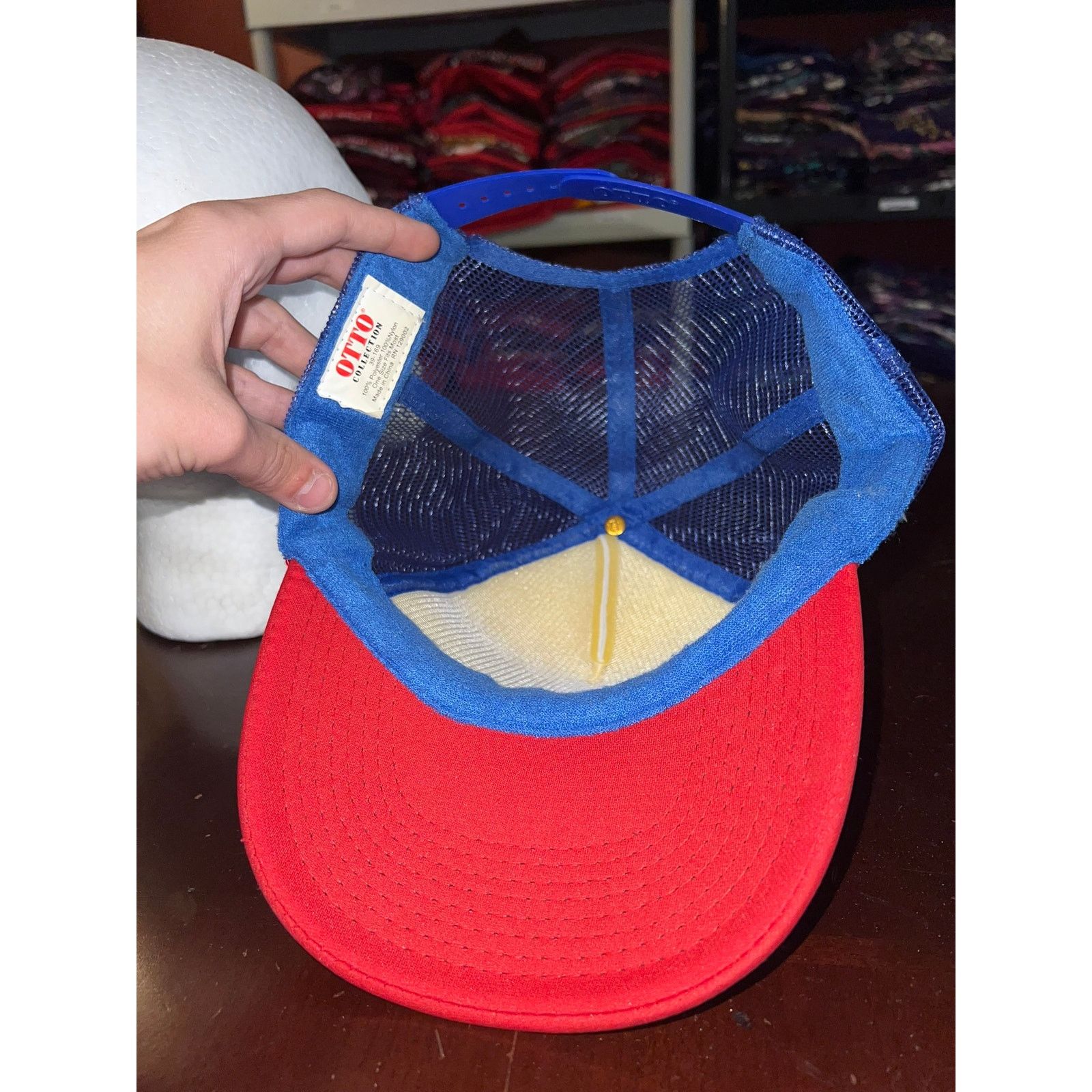 Otto Vintage Wave Hat Waves Surfing Surf White Blue Snapback Cap Size ONE SIZE - 6 Thumbnail