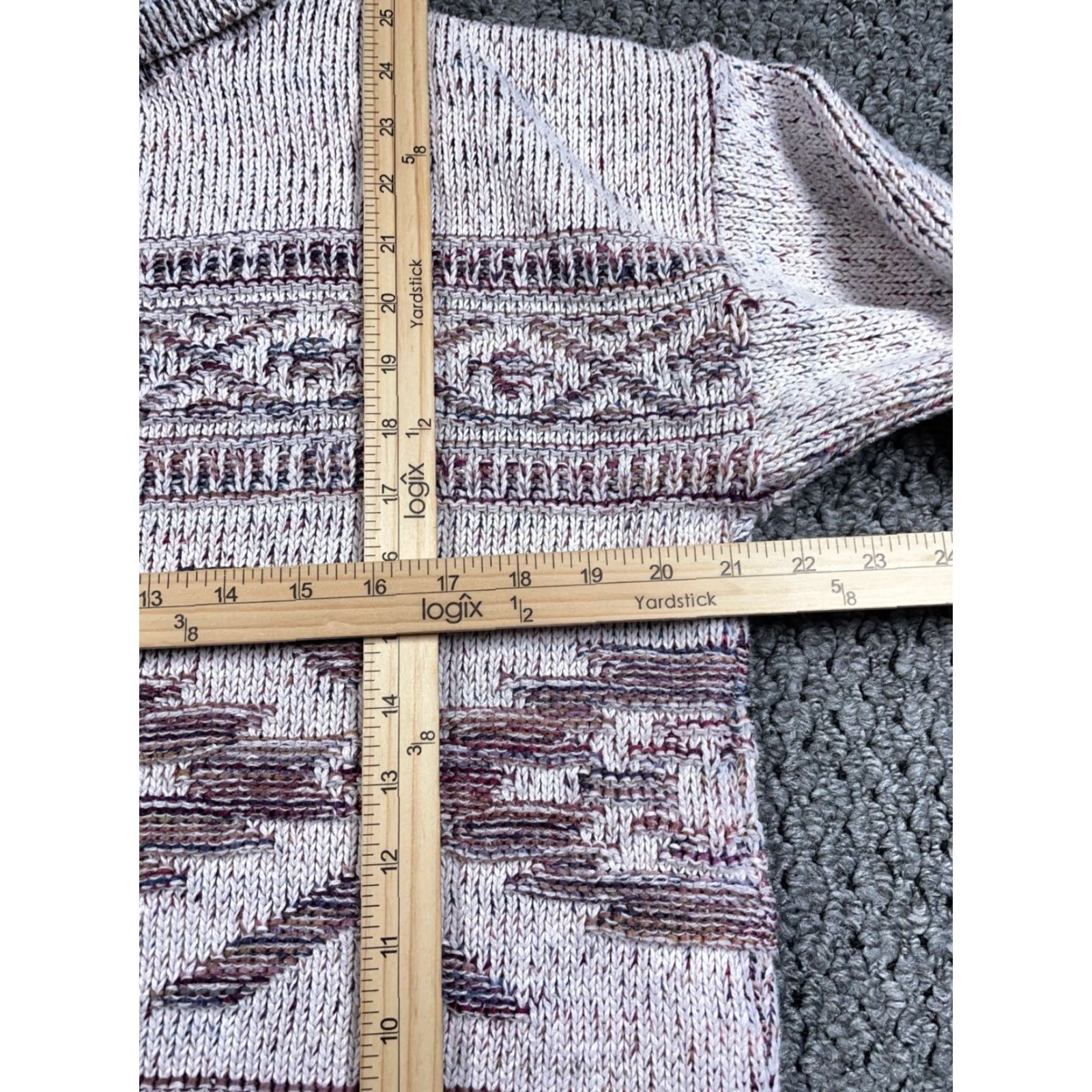 Vintage VTG 90s Aztec Textured Turtleneck Sweater Women's M White Purple Pullover Heavyweight Knit Geometric 80s Retro Hipster Vintage Womens Size M / US 6-8 / IT 42-44 - 6 Thumbnail