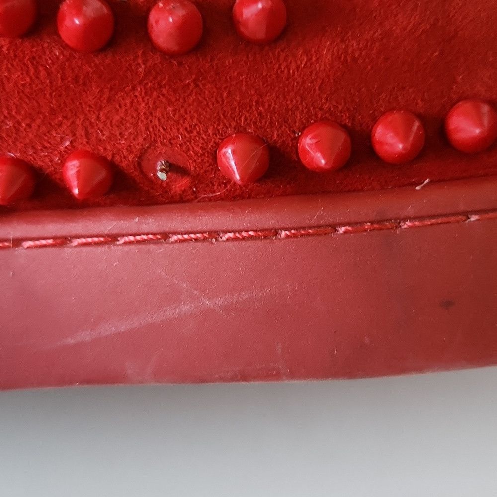 Christian Louboutin CHRISTIAN LOUBOUTIN | Pik Boat Mens Shoes Spike Slipons Red Size US 6.5 / EU 39-40 - 6 Thumbnail