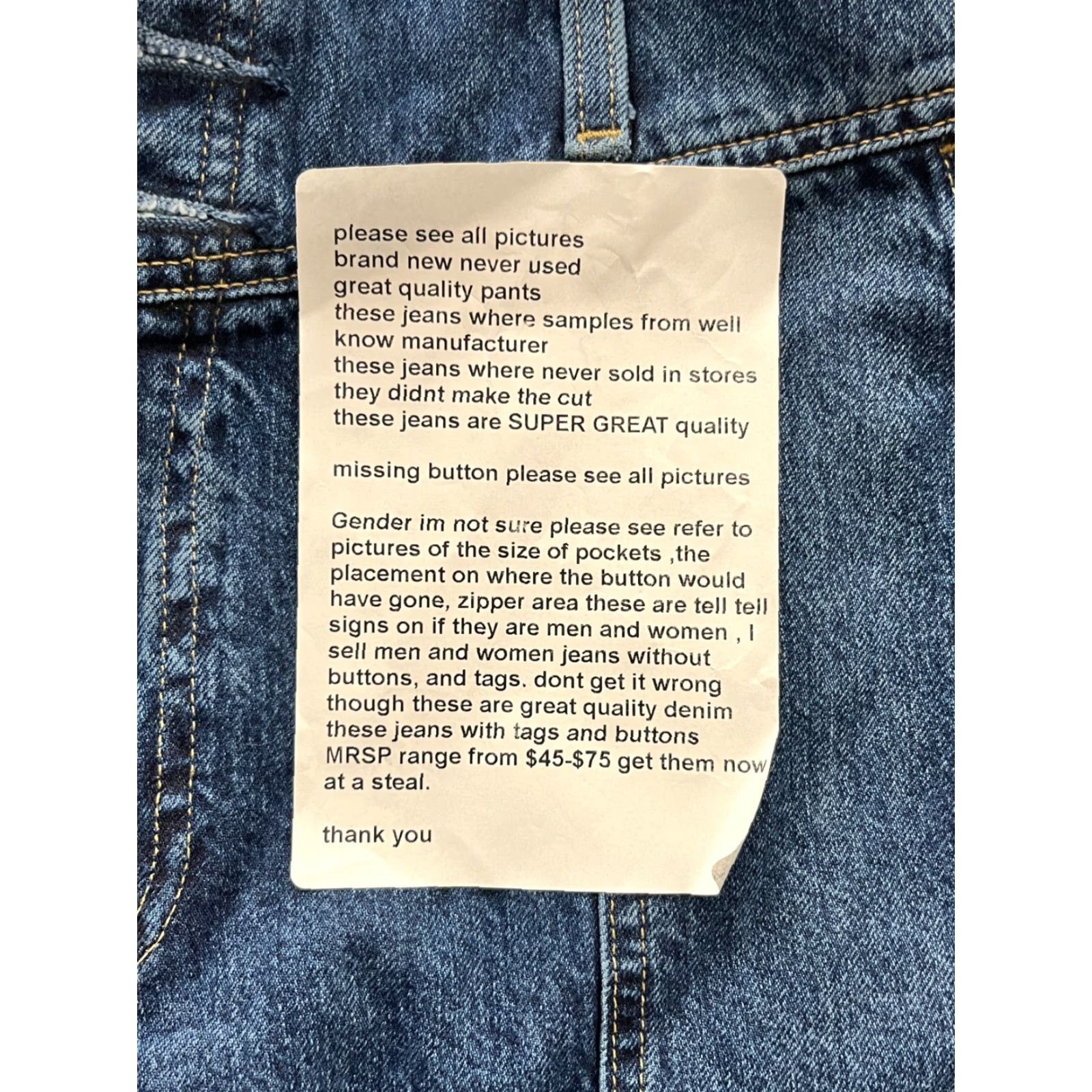 Vintage Juniors Women's Carpenter Jeans Size 13 Blue Denim Stretch 4-Pocket High Rise Cropped Jeans Womens Size 34" / US 12 / IT 48 - 6 Thumbnail
