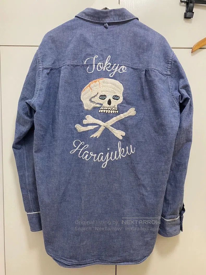 Neighborhood NEIGHBORHOOD Chambray Skull Embroidered LS Shirt. Size US XL / EU 56 / 4 - 2 Thumbnail