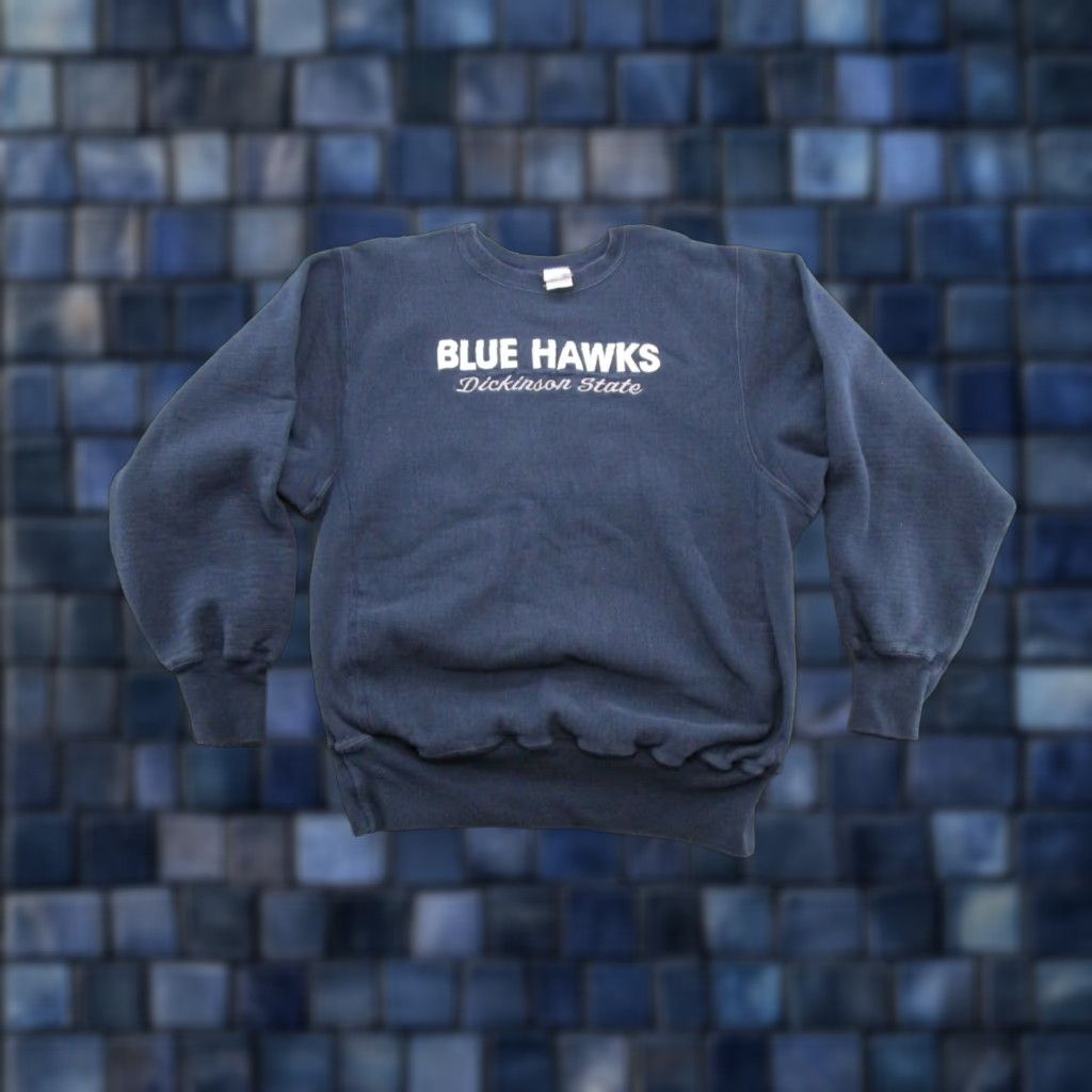 Champion VINTAGE Champion Reverse Weave Dickinson State Blue Hawks Sweatshirt XL Men Blue Pullover Sports Reversible Size US XL / EU 56 / 4 - 1 Thumbnail