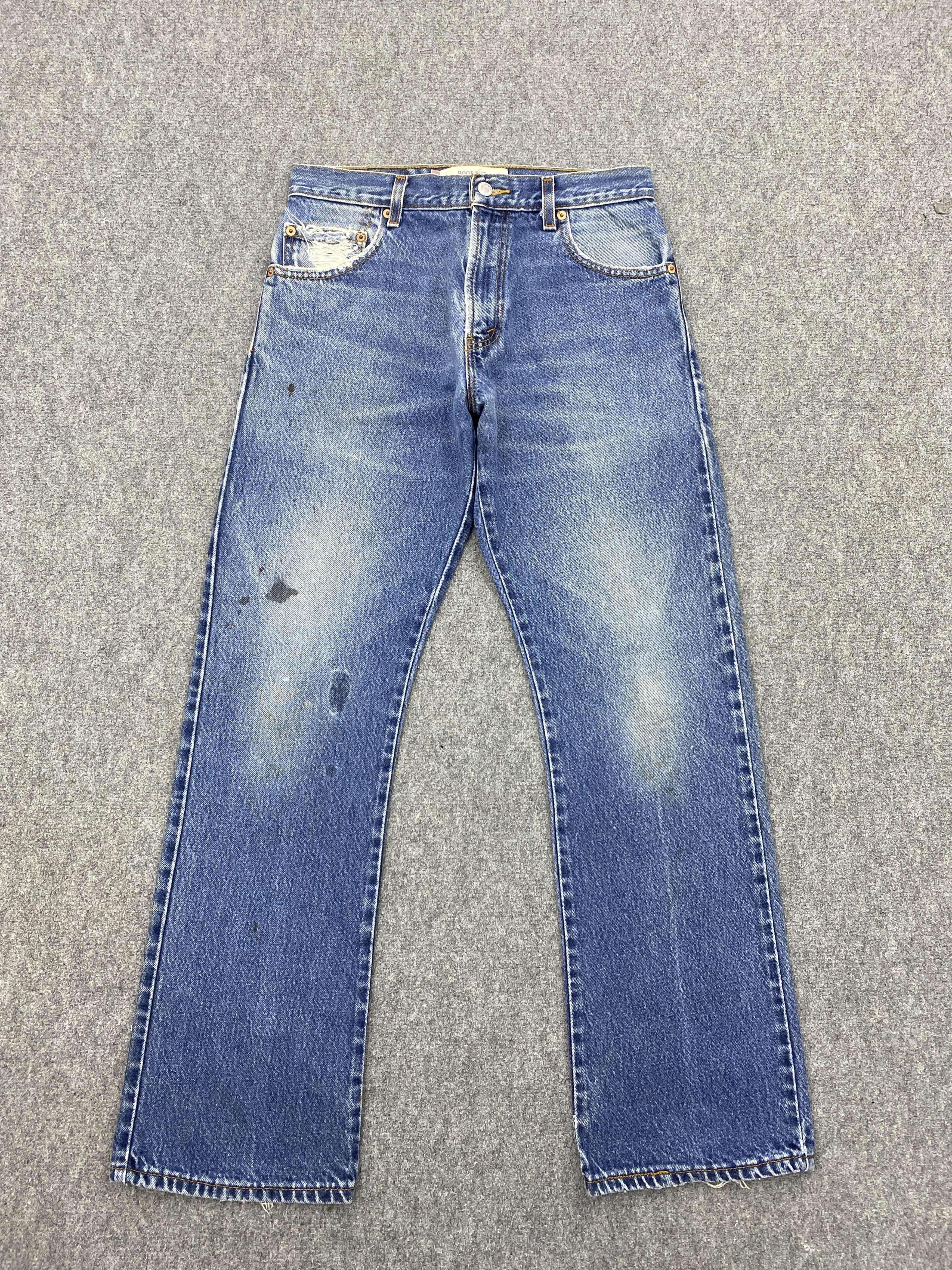image of Levis 517 Faded Blue Bootcut Jeans in Blue Denim, Men's (Size 28)