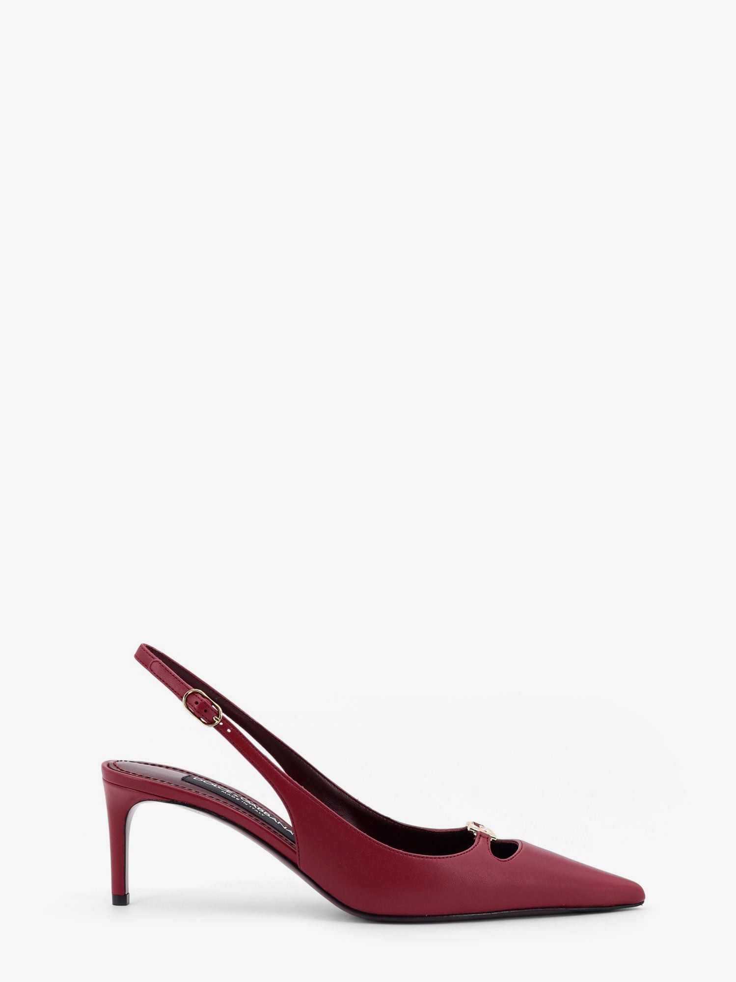 Dolce Gabbana Leather Decollete Slingback With Metal Logo Shoes, Women's (Size 9)