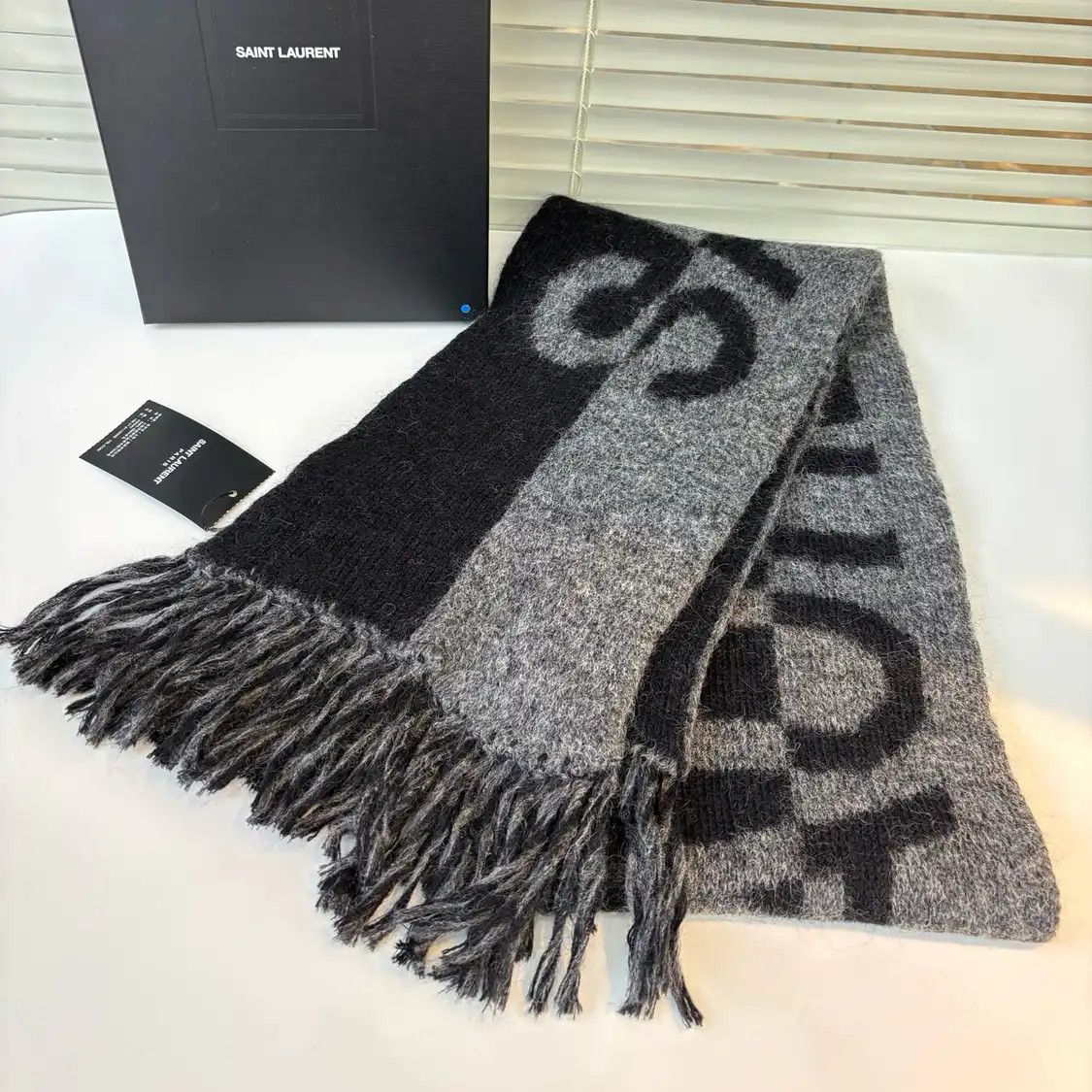 SAINT LAUTRNT PARIS 2015AW エディ　ロングマフラー Hedi Slimane × Saint Laurent Paris FW15 Striped Wool Scarf | Grailed