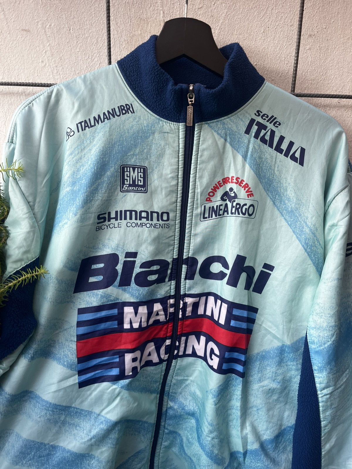 Other SMS Santini x Martini x Bianchi Vintage Fleece Bomber Jacket Size US XL / EU 56 / 4 - 3 Thumbnail