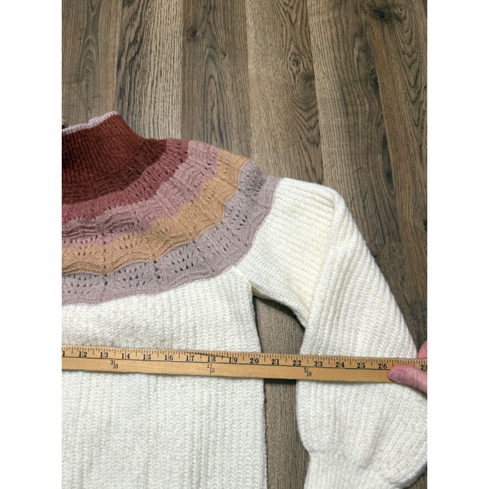 Vintage Maurices Sweater Women's Large Pullover Mock Neck Knit Solid Red White Pink Casual Fall Winter Spring Summer Pattern: Solid Size L Size L / US 10 / IT 46 - 6 Thumbnail