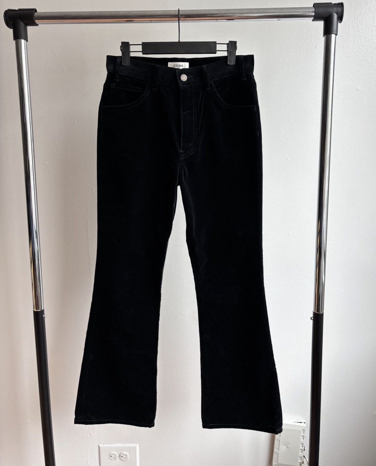 Celine FW23 Celine Dylan Corduroy Tiger Print Bootcut Trousers
