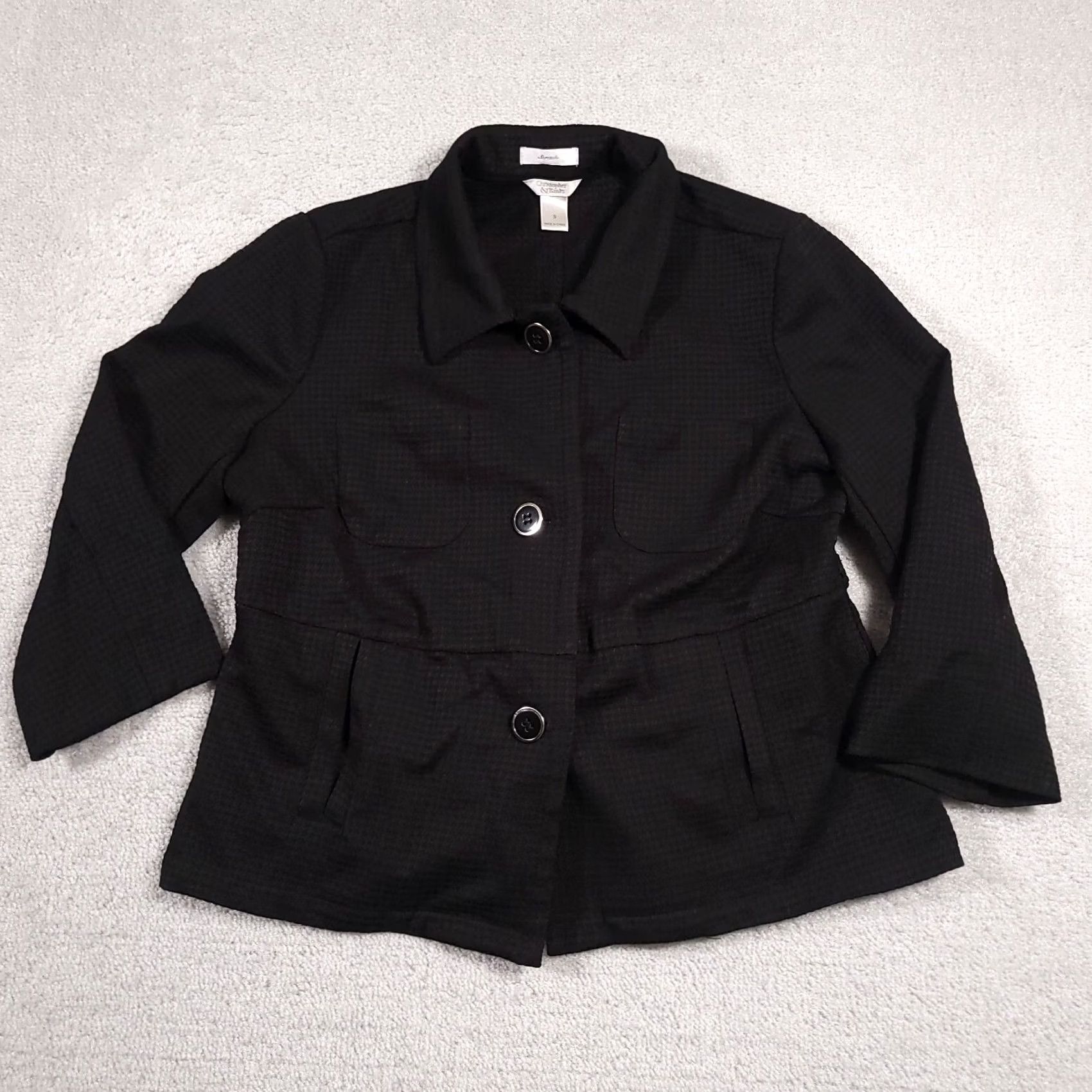 Vintage Christopher & Banks Blazer Jacket Black Women's S Button Up Stretch Jacket Size S / US 4 / IT 40 - 2 Thumbnail