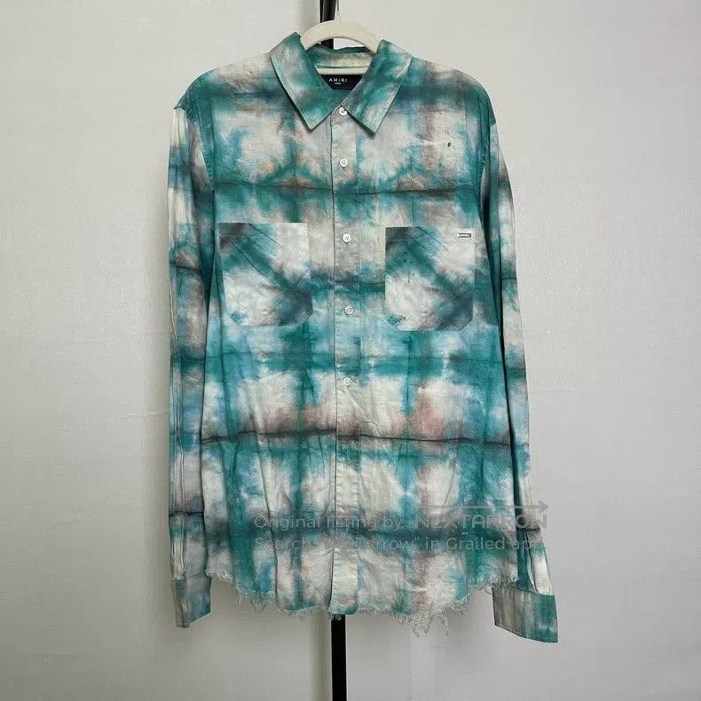 Amiri Amiri Green checkered tie-dye shirt Size US L / EU 52-54 / 3 - 1 Thumbnail