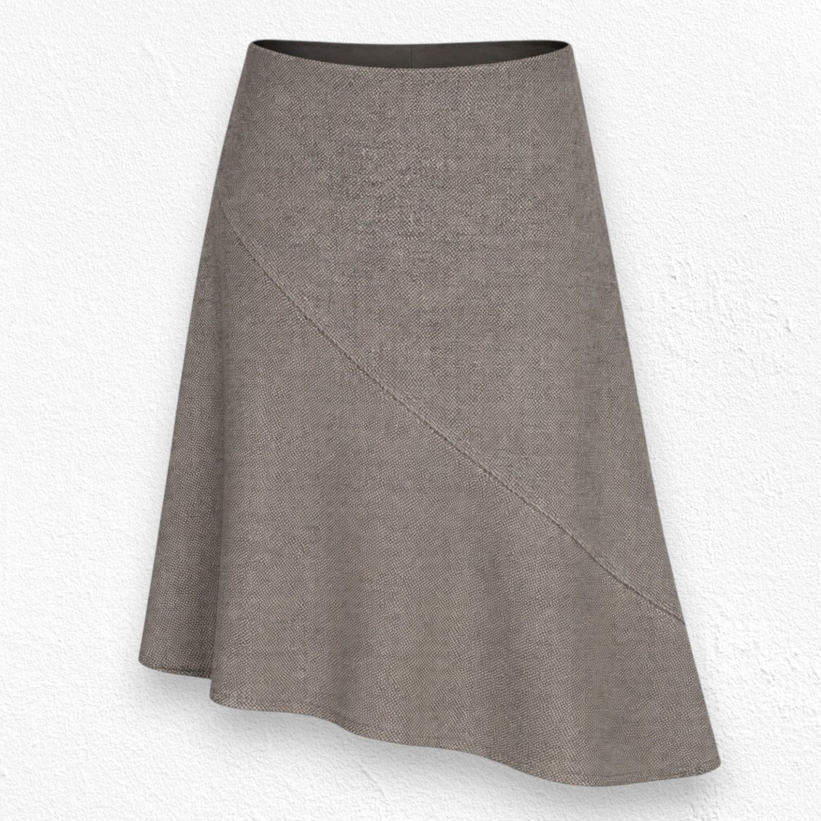 Vintage 90s Vintage Brown Asymmetrical Hem Skirt Size 8 Size 30" / US 8 / IT 44 - 1 Thumbnail