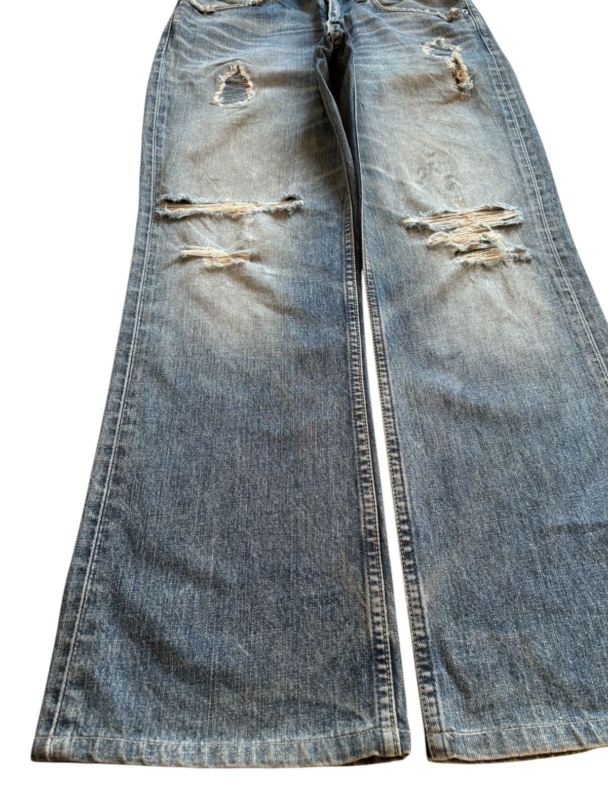 LVC × Levi's × Levi's Vintage Clothing Vintage 90s Levis 507 Patch Mud Wash Distress Rip Flare Jean Size US 31 - 6 Thumbnail
