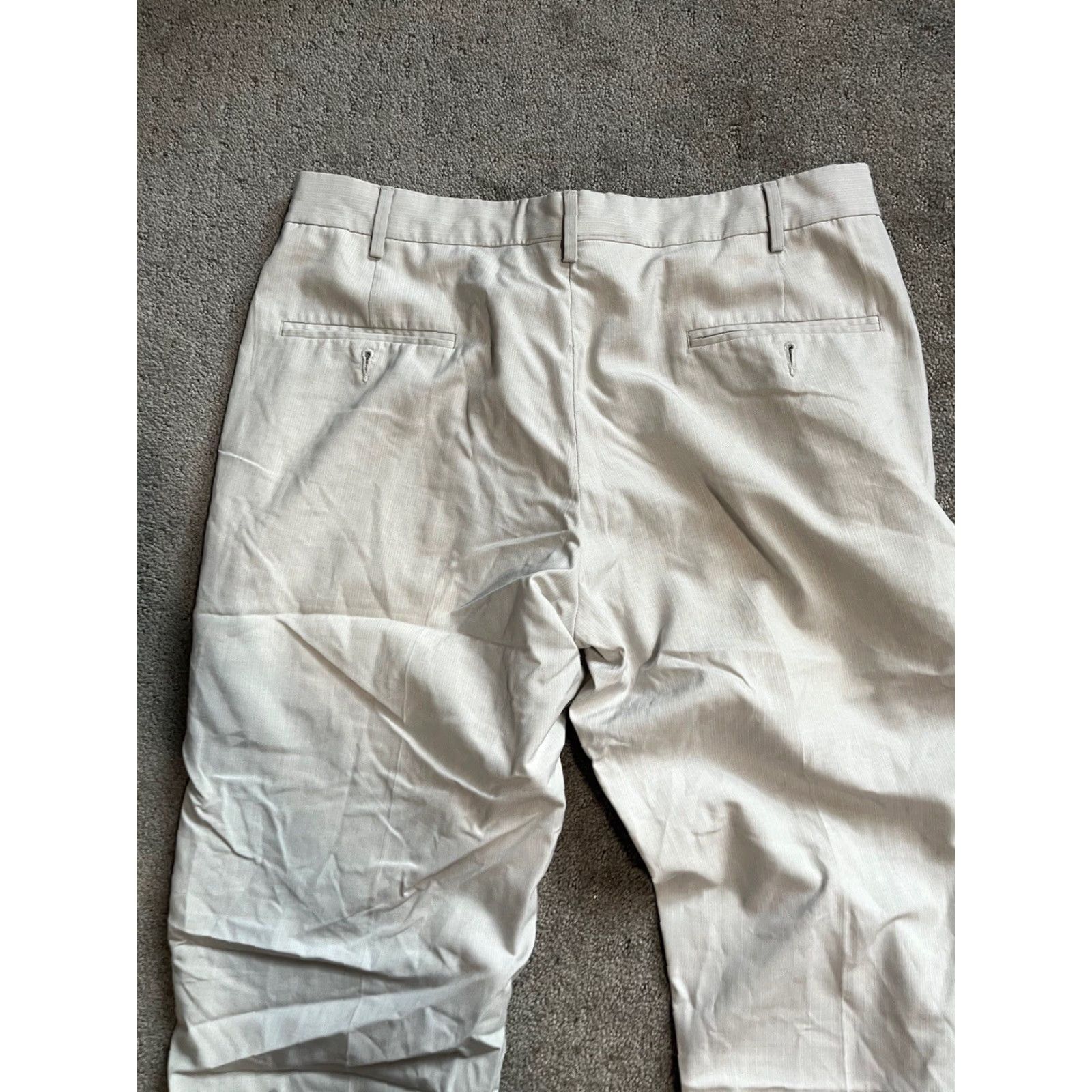 Kenneth Cole KENNETH COLE flat front PANTS 34x30 Beige Ivory Solid Dress Pants Size US 34 / EU 50 - 4 Thumbnail