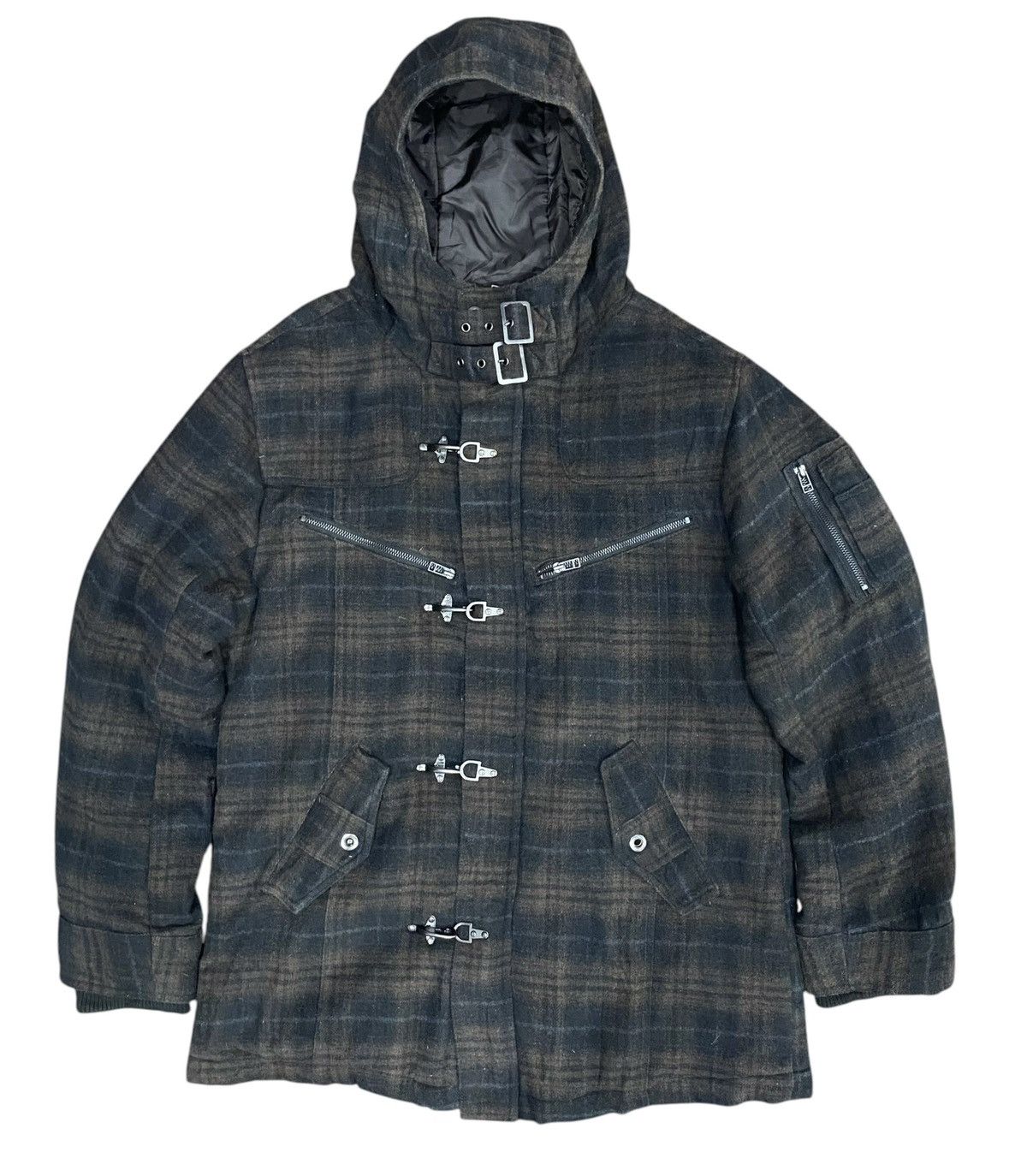 Japanese Brand Vintage CREATE BAREFOOT Plaid Wool Hoodie Jacket Size US XL / EU 56 / 4 - 3 Thumbnail