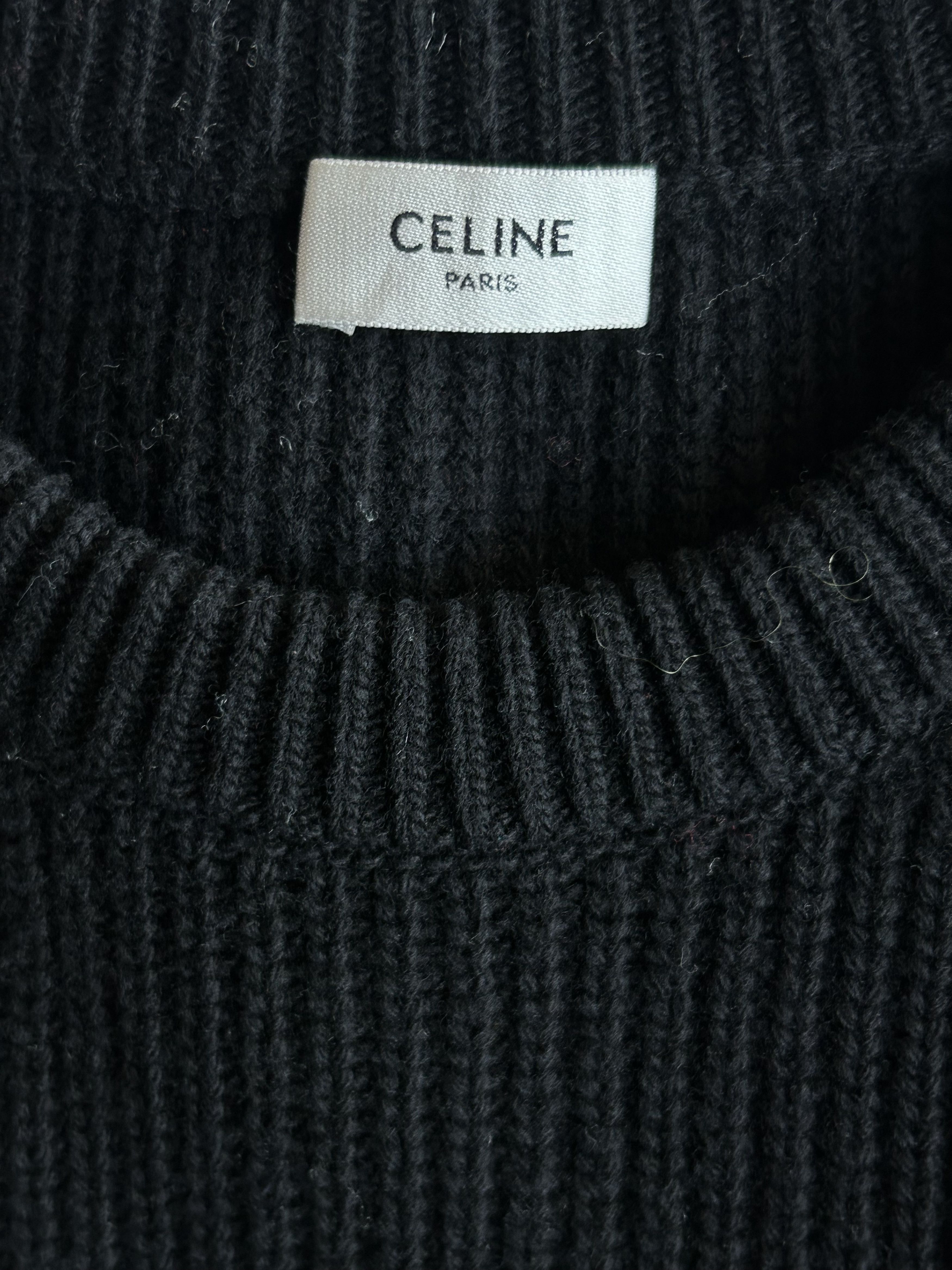 Celine Celine Black & White Logo Ribbed Wool Women's Sweater Size M / US 6-8 / IT 42-44 - 3 Thumbnail