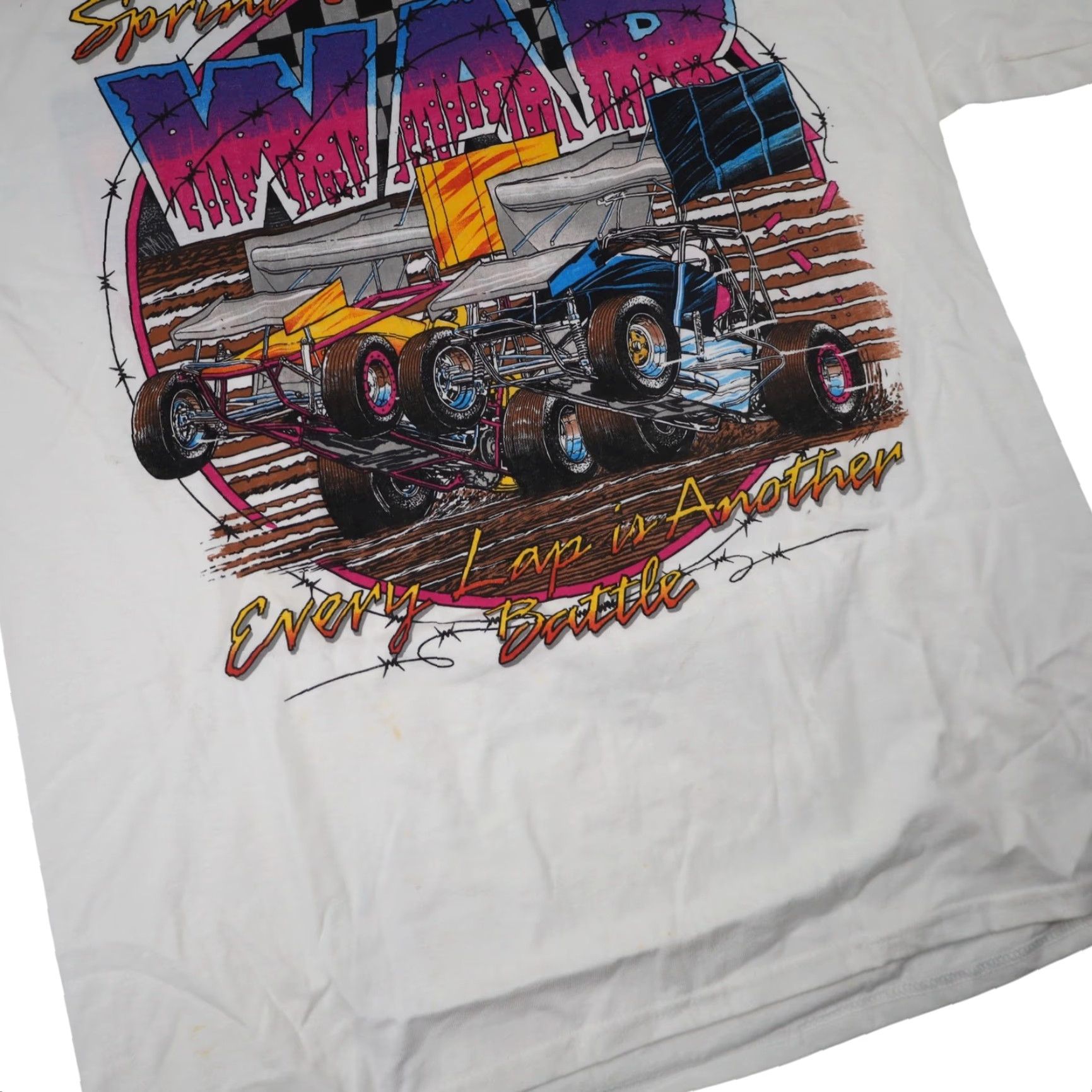 Vintage VINTAGE Manzanita Speedway Sprint Car Racing War Graphic T Shirt White L Men Size US L / EU 52-54 / 3 - 3 Thumbnail