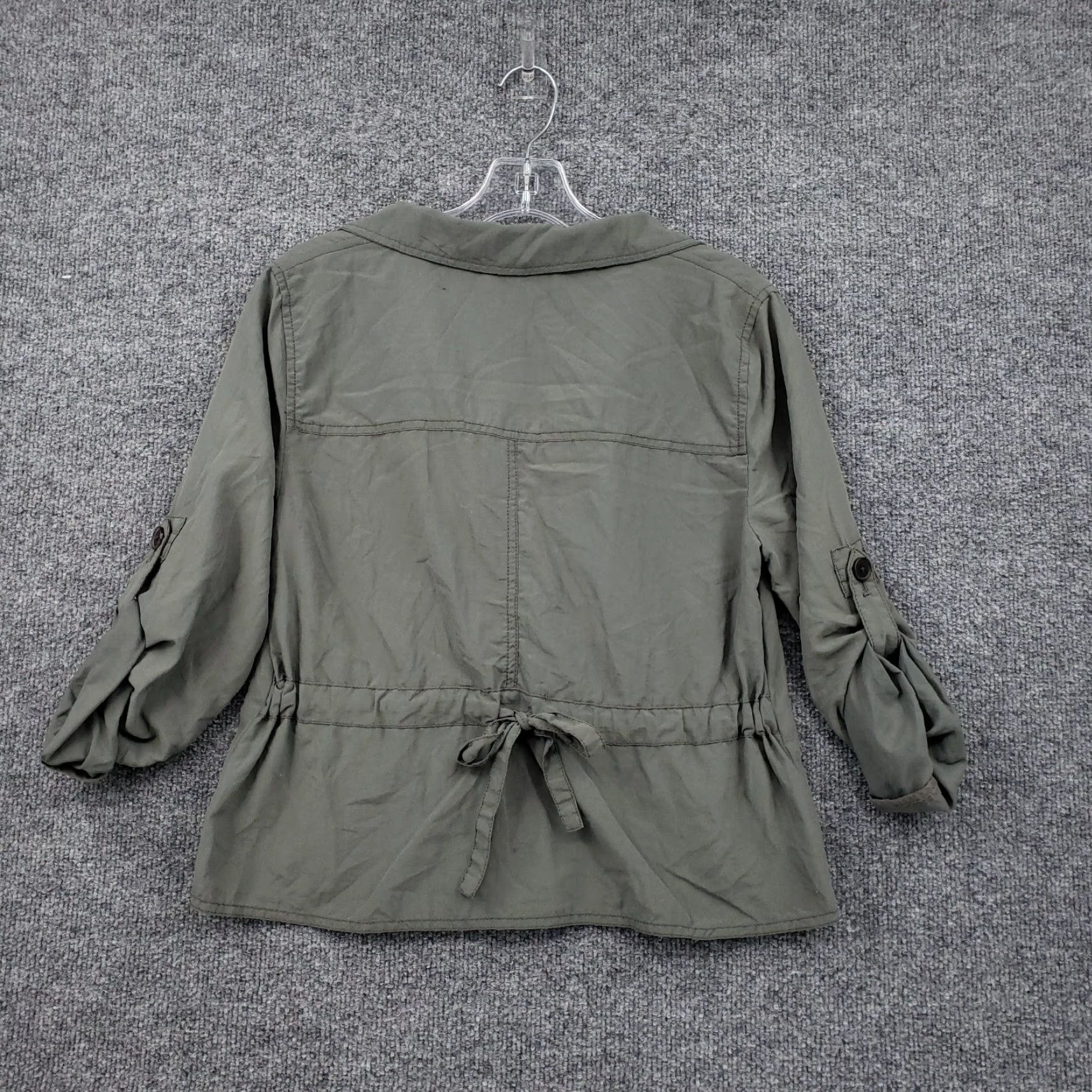 Ann Taylor Loft Jacket Womens XS Green Utility Collared Back Tie Nylon Jacket Size XS / US 0-2 / IT 36-38 - 2 Thumbnail