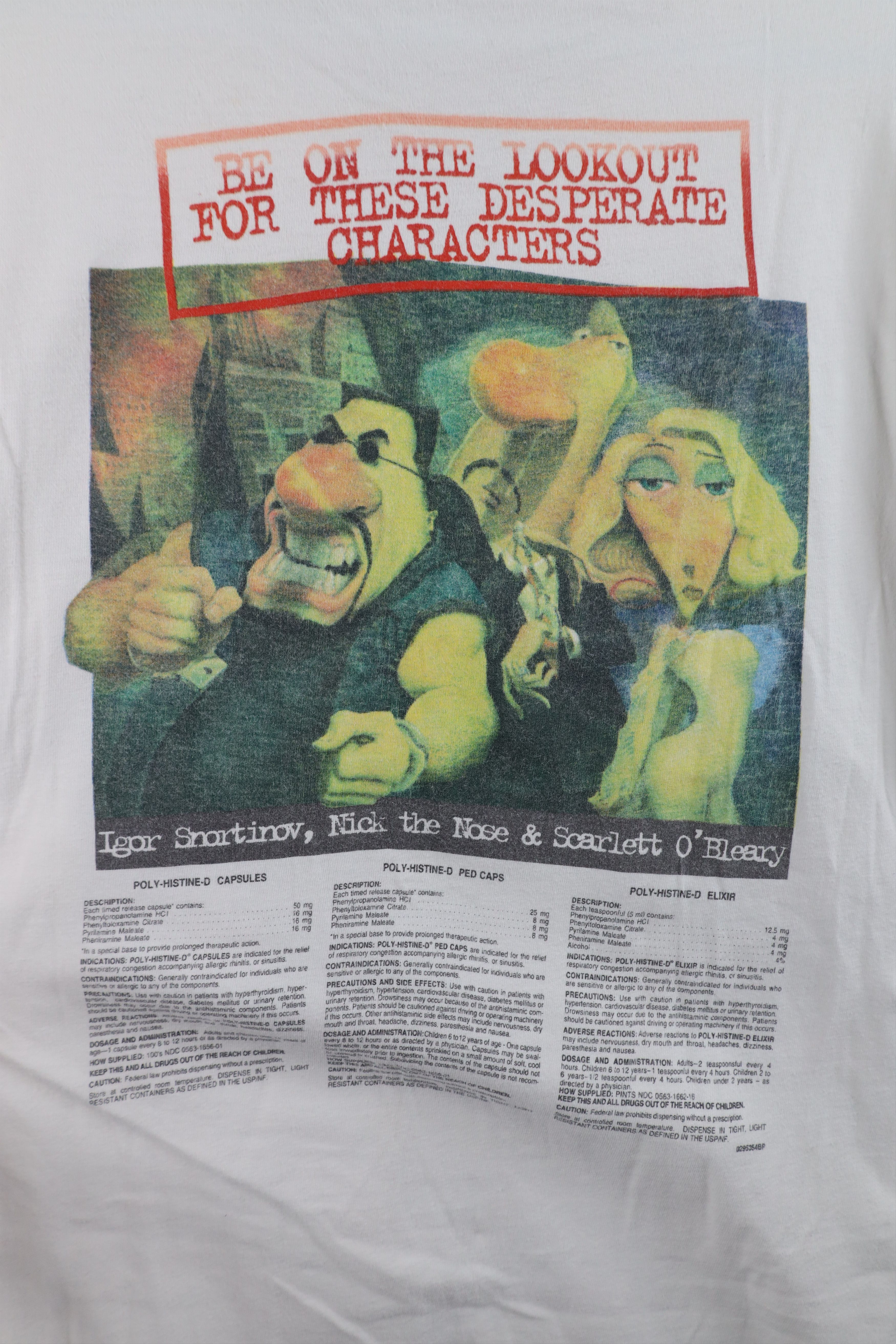 Vintage Vintage 90s Poly Histine D Antihistamine Cartoon T-Shirt USA Size US XXL / EU 58 / 5 - 10 Thumbnail