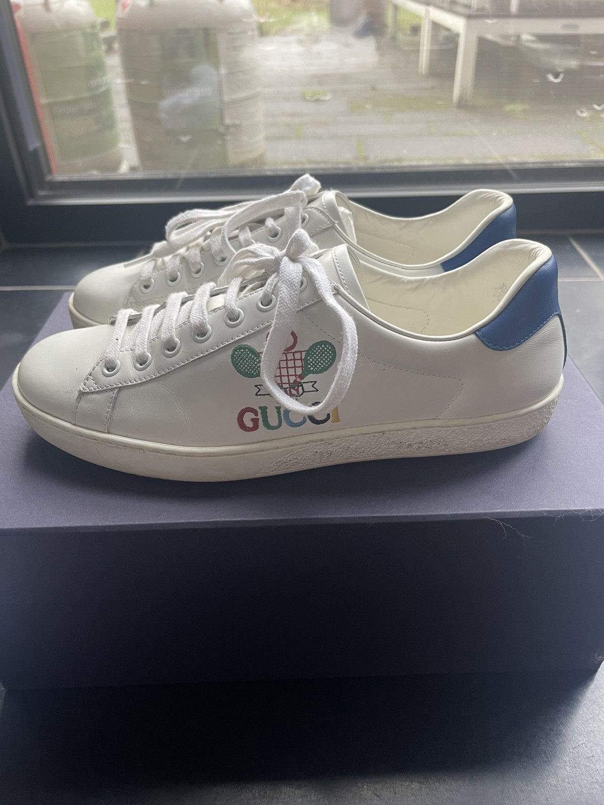 Gucci New Ace Tennis-embroidered Leather Low-top Sneakers Size US 7.5 / EU 40-41 - 3 Thumbnail