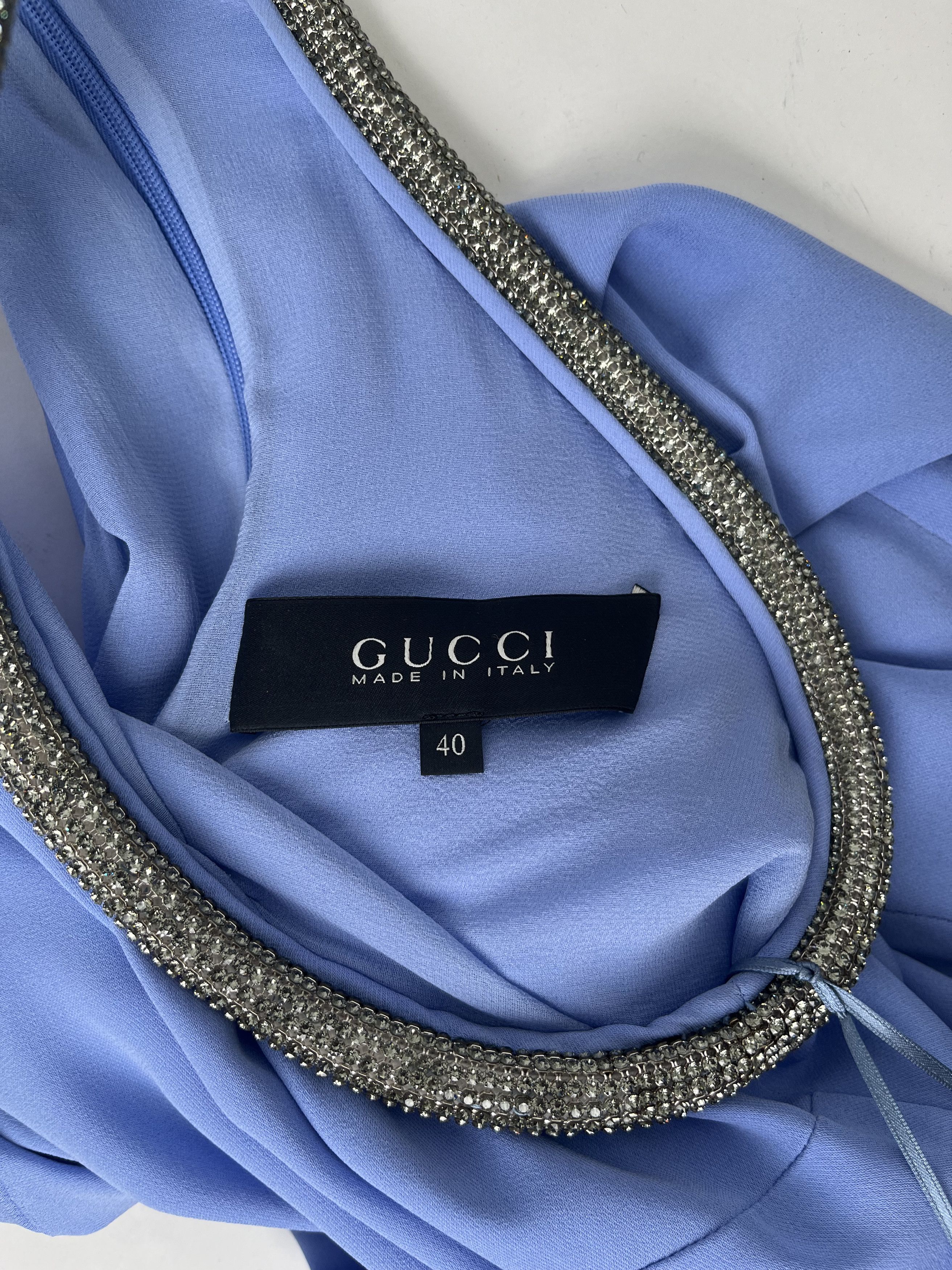 Gucci Baby Blue Diamante Tube Dress Size S / US 4 / IT 40 - 7 Thumbnail