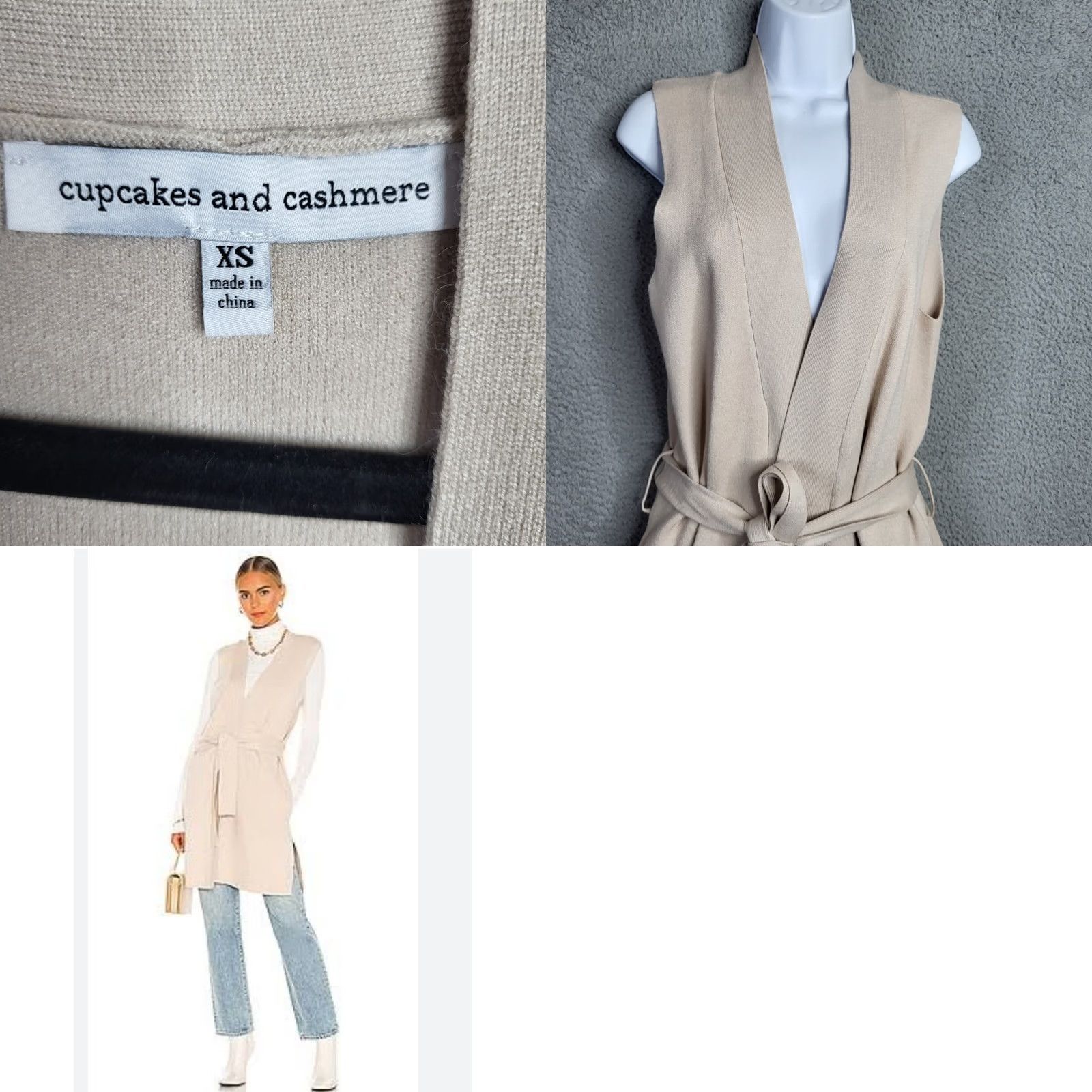 Vintage cupcakes and cashmere Vest Women's XS Ivory Knit Sleeveless V-Neck Regular Size XS Sleeveless Vest Womens Ivory Knit Size XS / US 0-2 / IT 36-38 - 8 Thumbnail