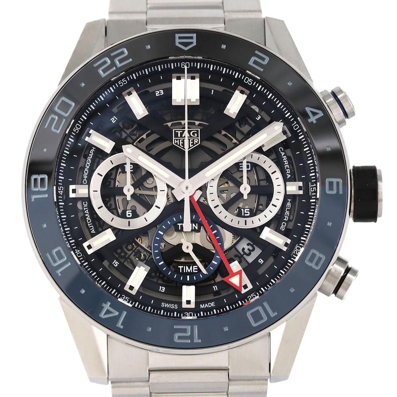 Tag Heuer TAG Heuer Tag Heuer Carrera Calibre Heuer 02 Chronograph GMT Stainless Steel Metal Automatic CBG2A1Z.BA0658 DUTY FREE for USA Size ONE SIZE - 1 Thumbnail