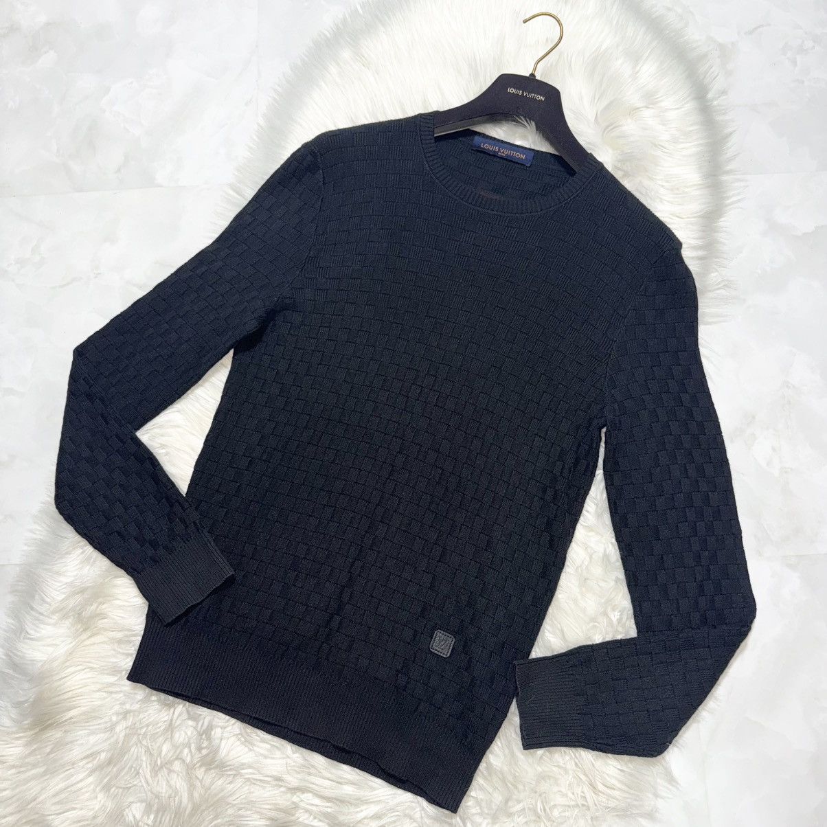 Louis Vuitton Louis Vuitton Damier Knit Sweater with LV Leather Patch, Size US M / EU 48-50 / 2 - 4 Thumbnail