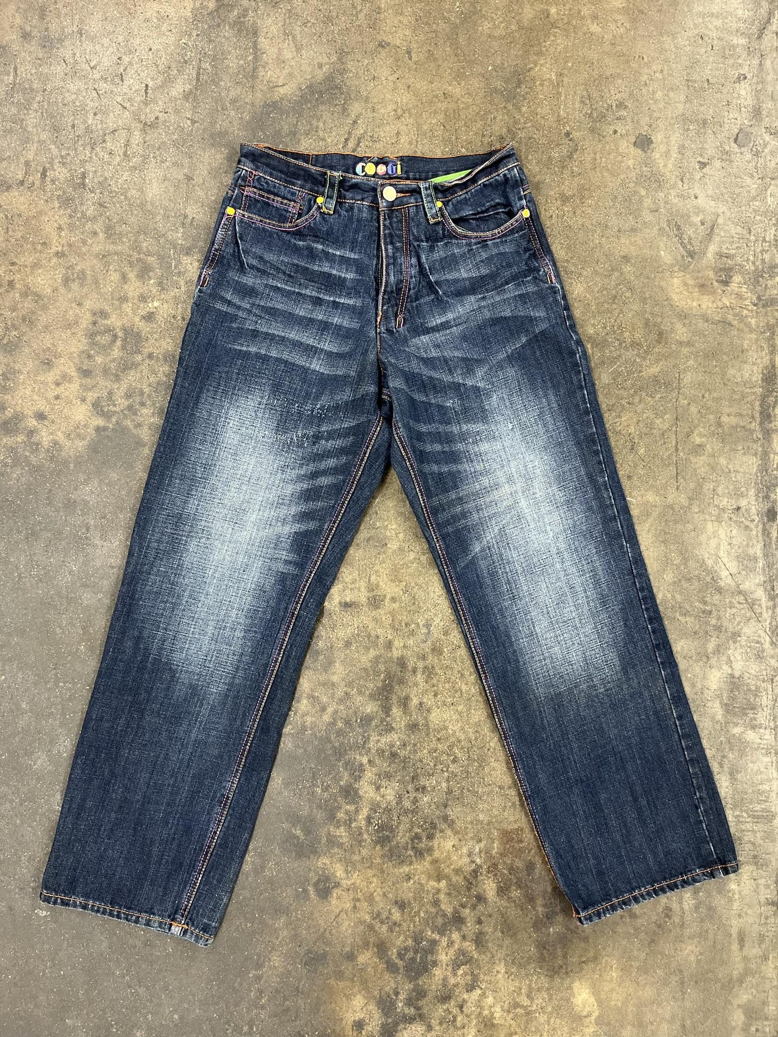 image of Coogi Pink And Orange Stitch Denim in Blue, Men's (Size 32)