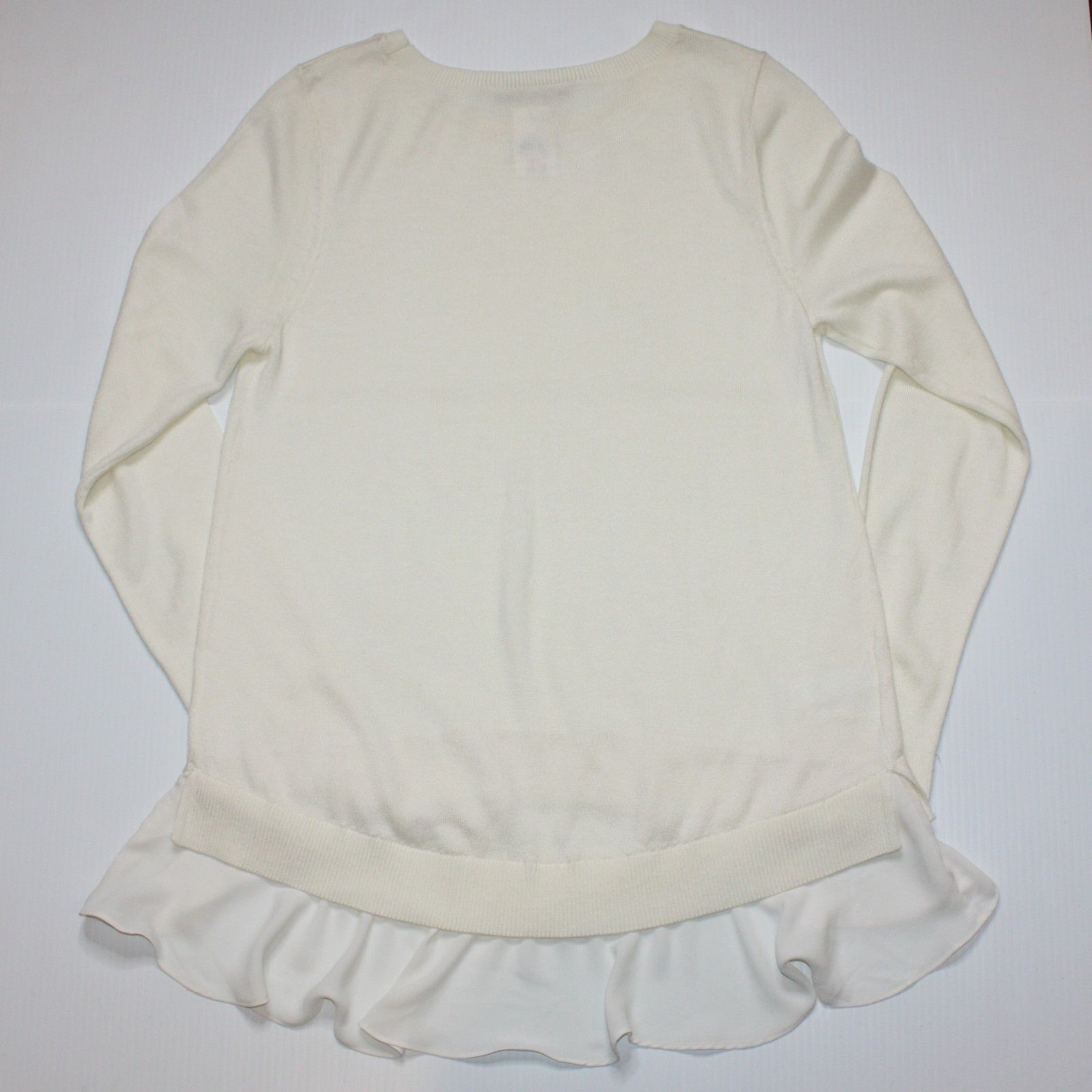 Loft Flounce Mixed Media Sweater Top in White Color NWT $64.90 Size M / US 6-8 / IT 42-44 - 5 Thumbnail