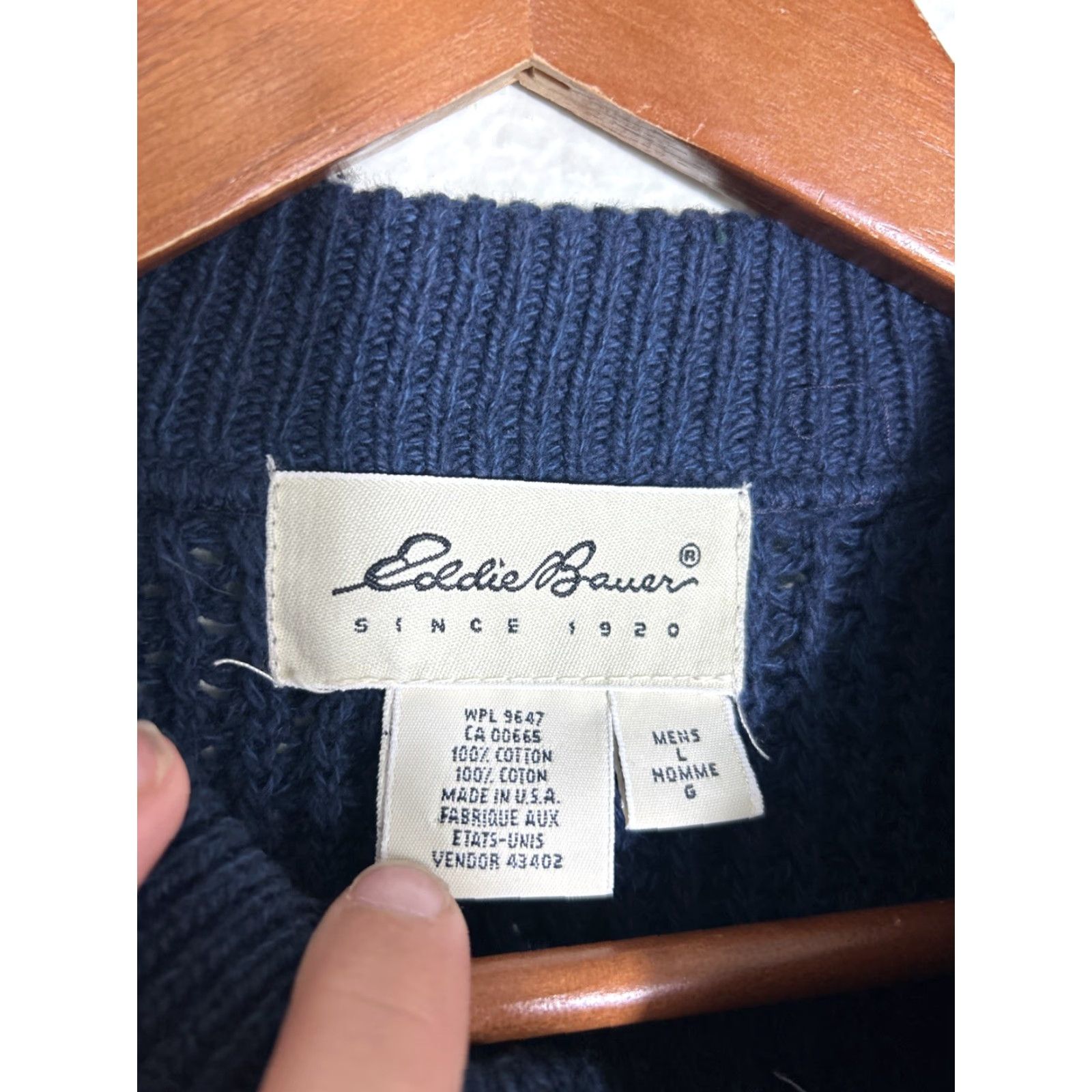 Eddie Bauer VINTAGE Eddie Bauer Sweater Mens L Heavy Knit Cotton USA Navy Blue Pullover Size US L / EU 52-54 / 3 - 7 Thumbnail
